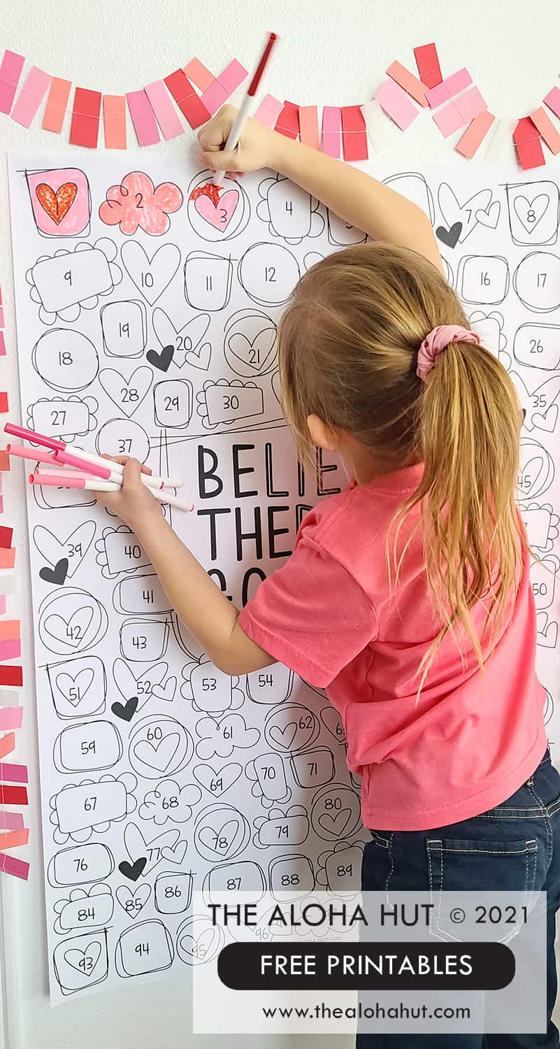 Valentine's Day 100 Acts of Kindness Poster - Free Printable - The Aloha Hut