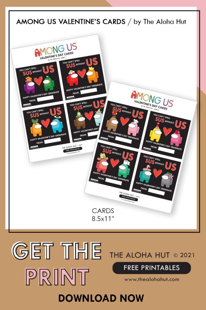 Epic AMONG US Valentine's Day Cards - Free Printable - The Aloha Hut
