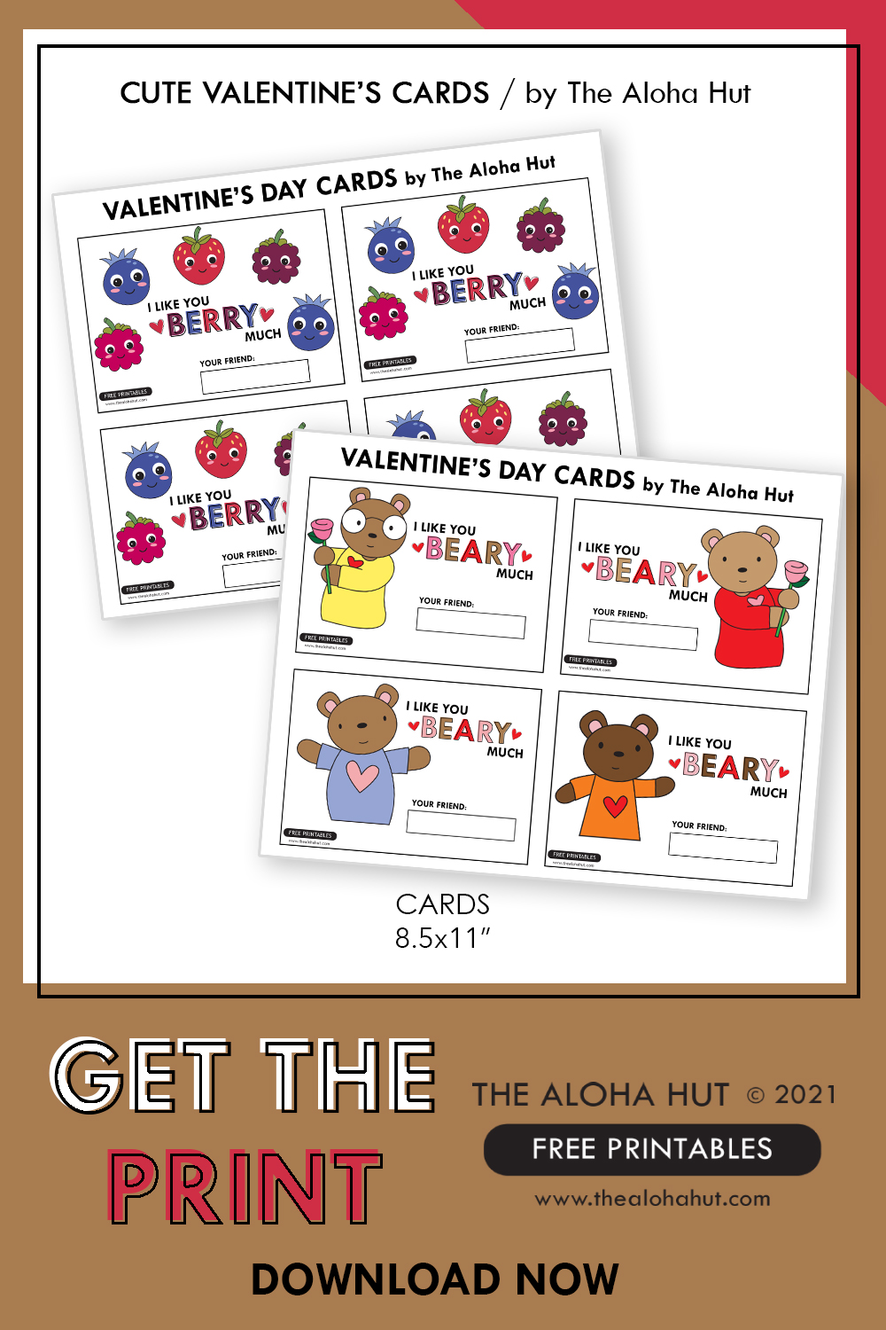 Super Cute Valentine's Day Cards - Free Printables by The Aloha Hut
