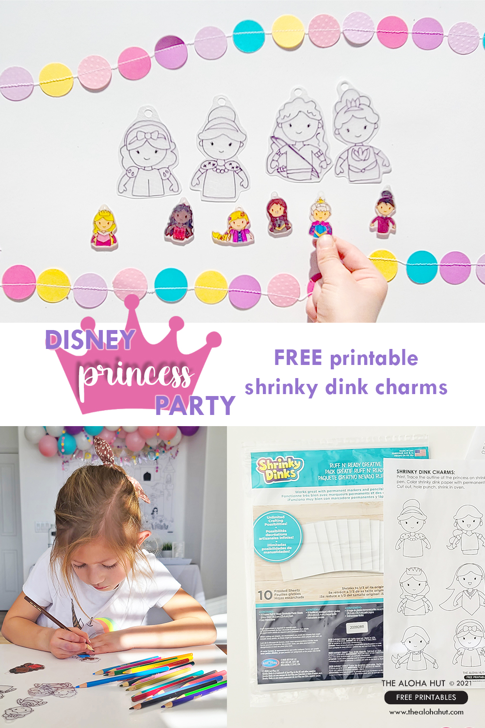 FREE PRINTABLE Disney Princess party shrinky dink charms