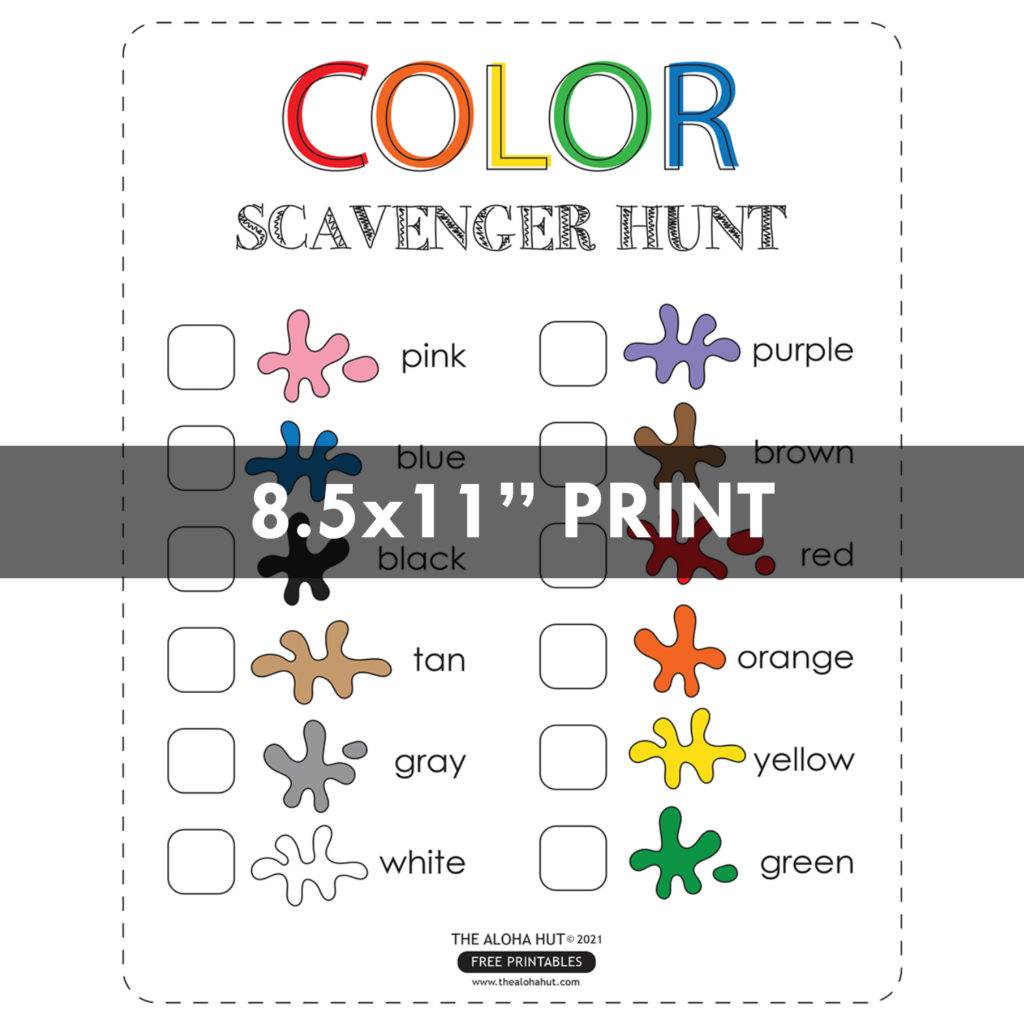 Free Printable Color Scavenger Hunt by The Aloha Hut