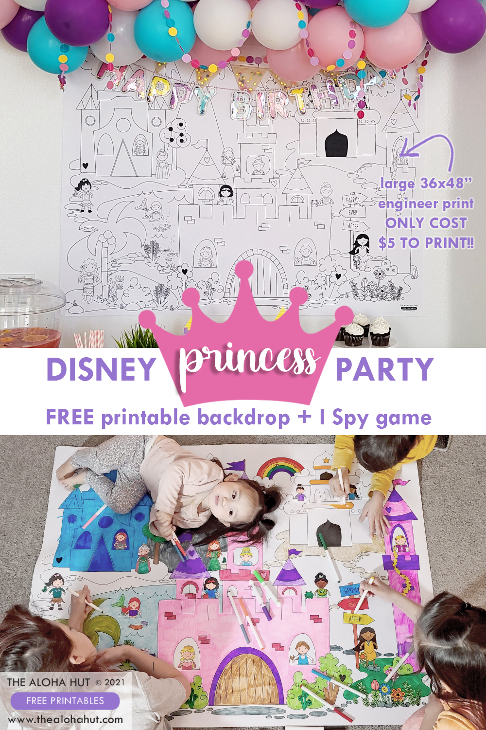 FREE Printable Princess Party backdrop_the Aloha Hut