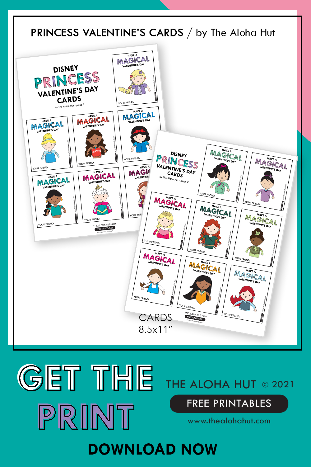 Disney Princess Valentine's Day Cards - Free Printable by the Aloha Hut