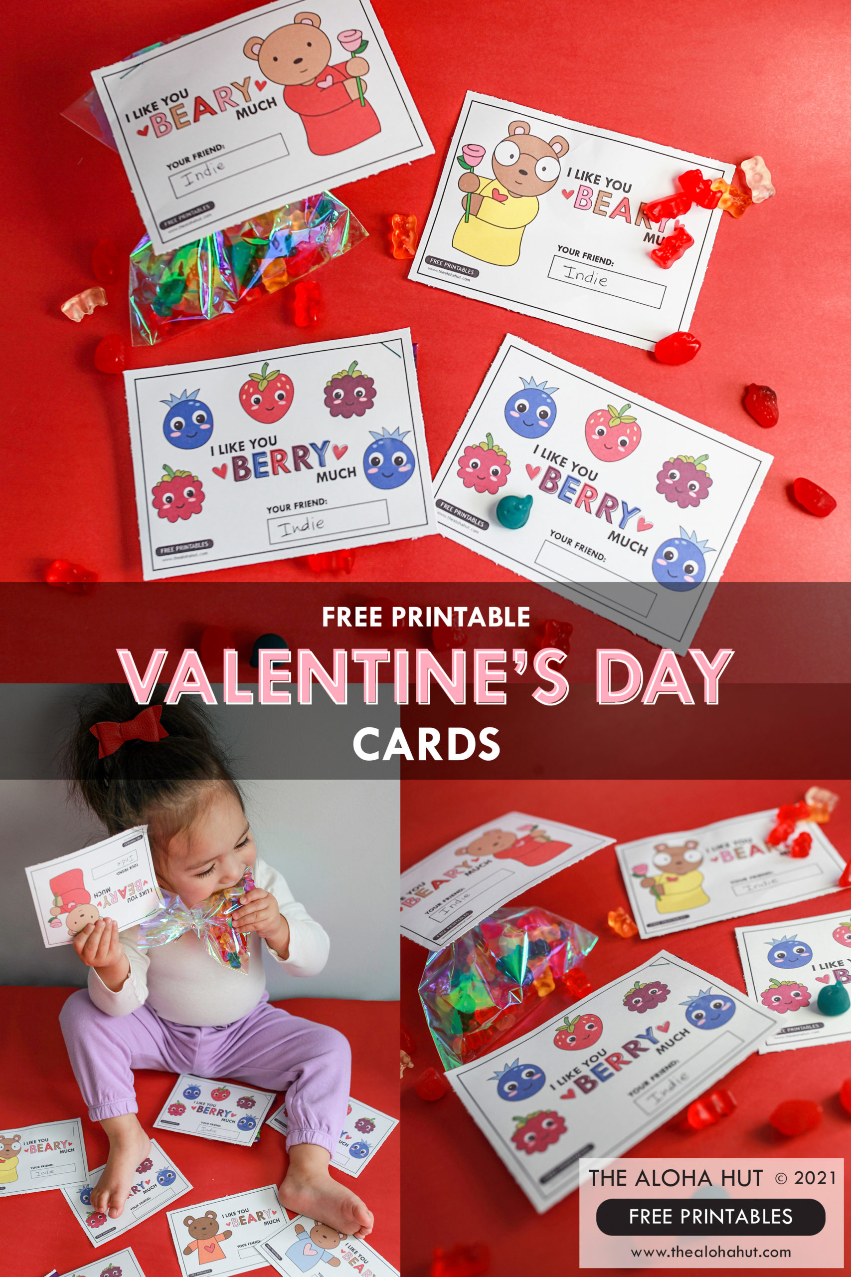 Super Cute VALENTINE'S DAY Cards by the Aloha Hut - Free Printable