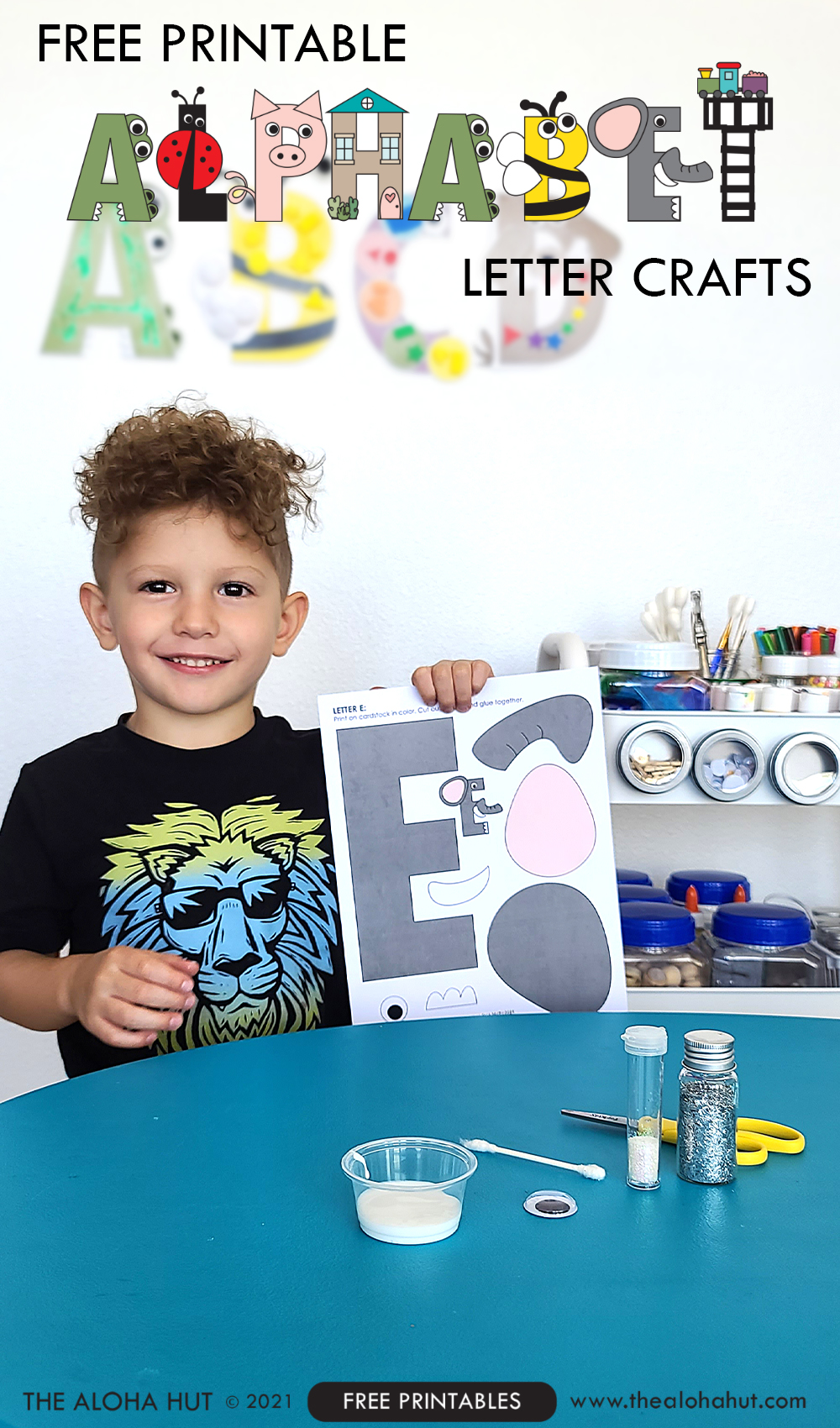 Alphabet Letter Crafts - Letter E - free printable by the Aloha Hut