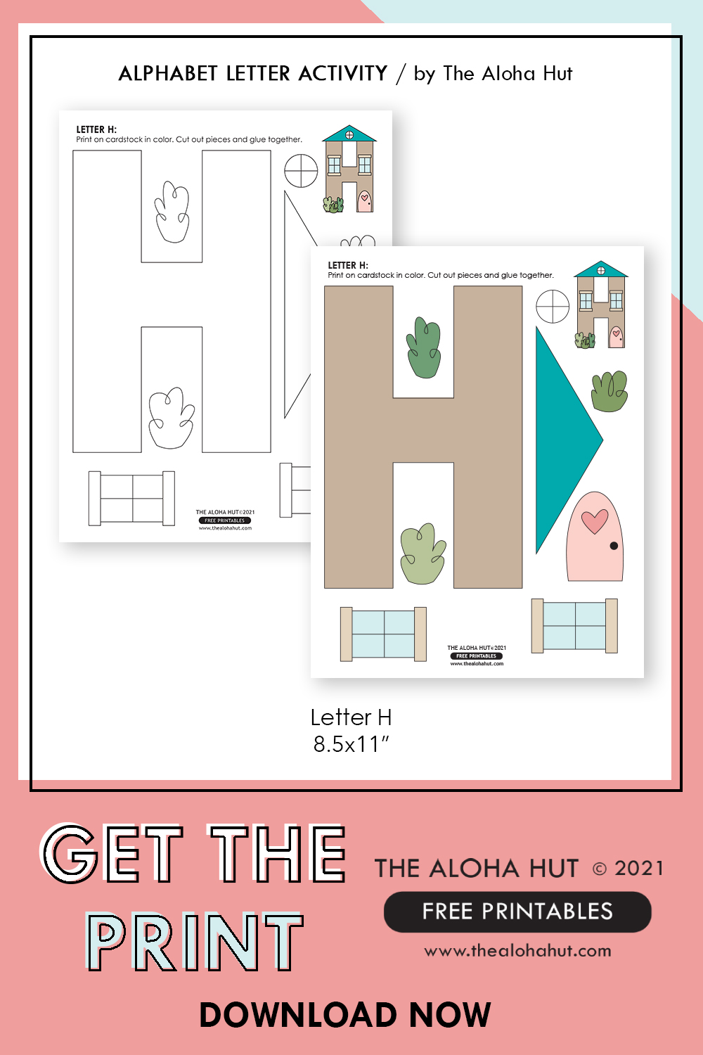 Alphabet Letter Crafts - Letter H - free printable 2 by the Aloha Hut