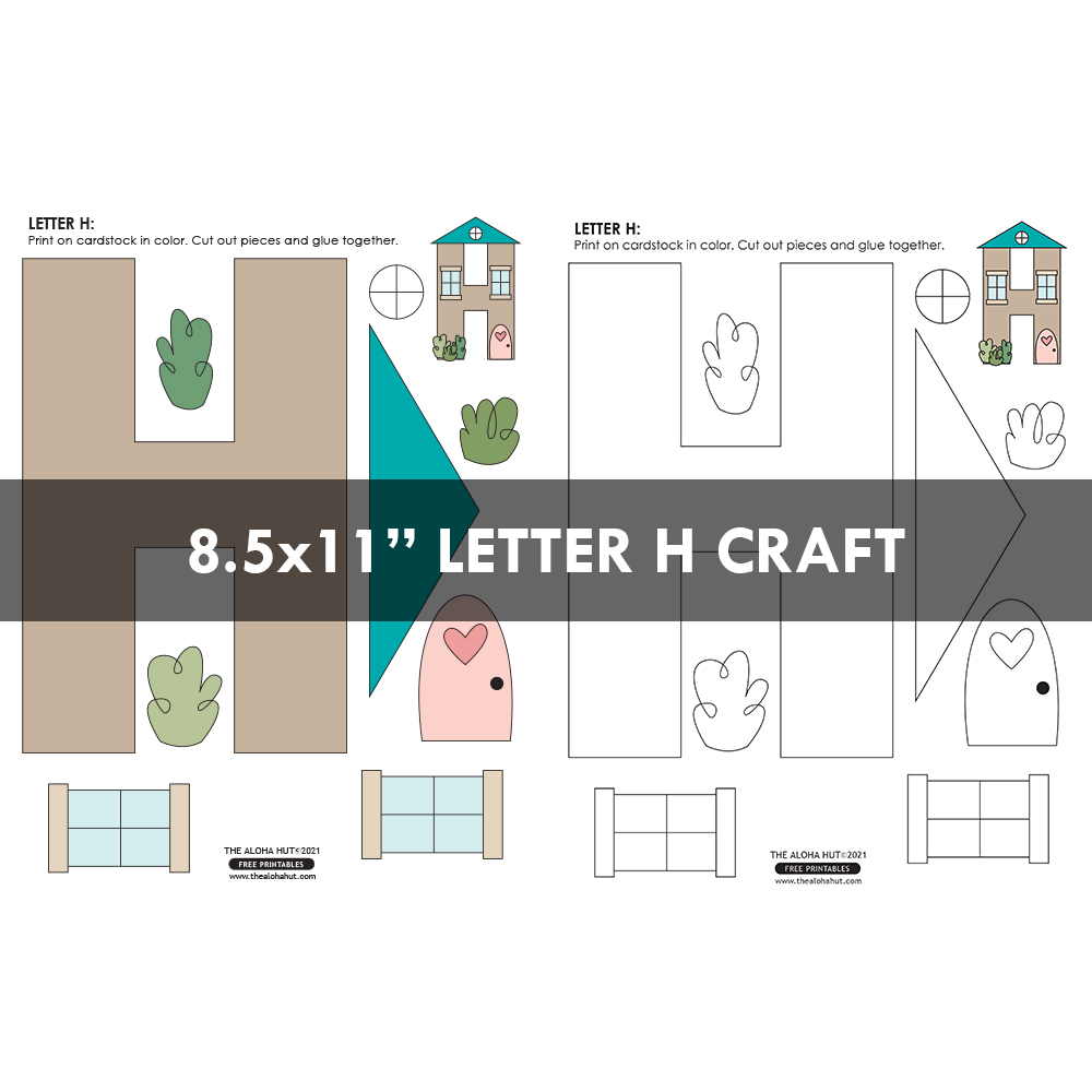 Alphabet Letter Crafts - Letter H - free printable by the Aloha Hut