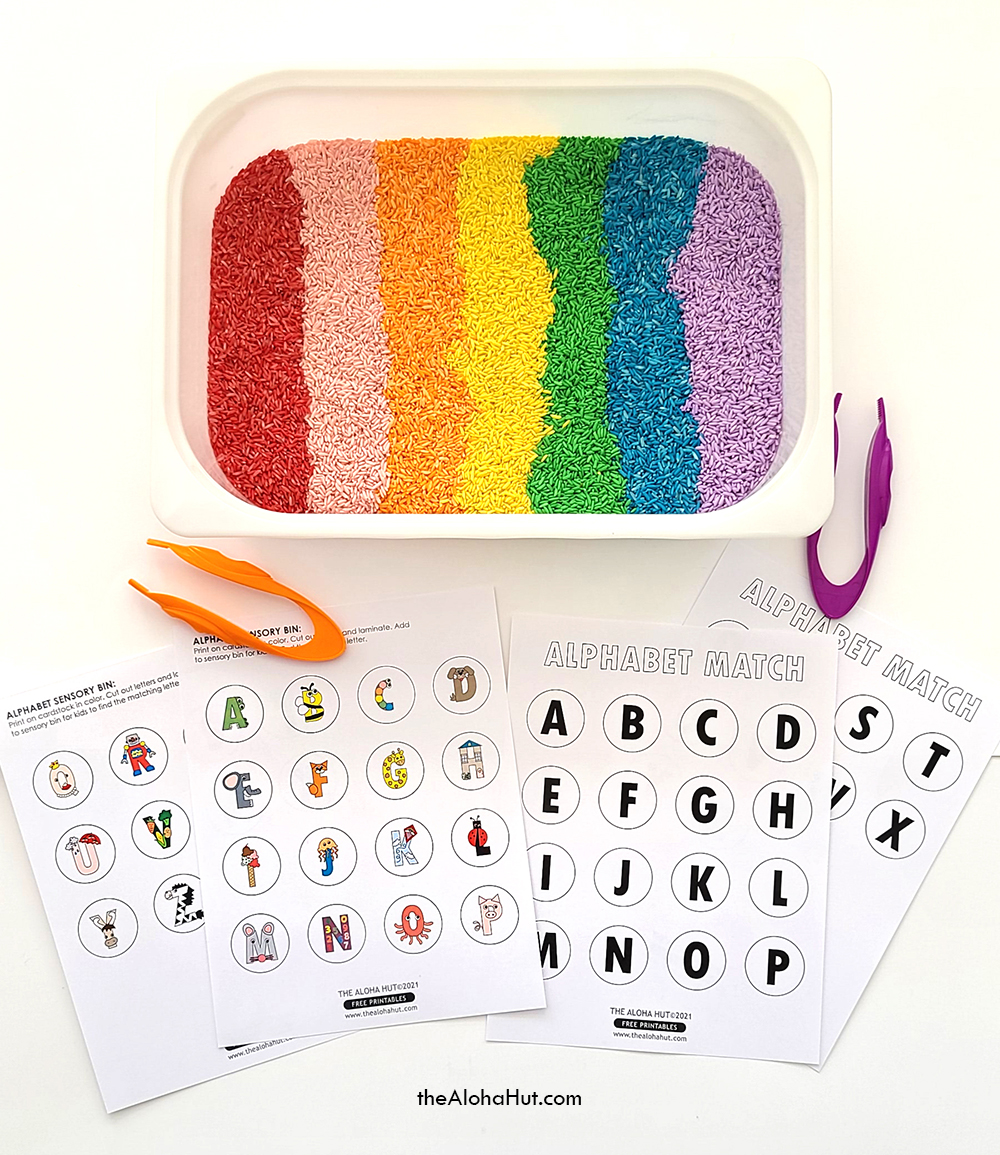 Alphabet Sensory Bin Activity - free printable 5 by the Aloha Hut