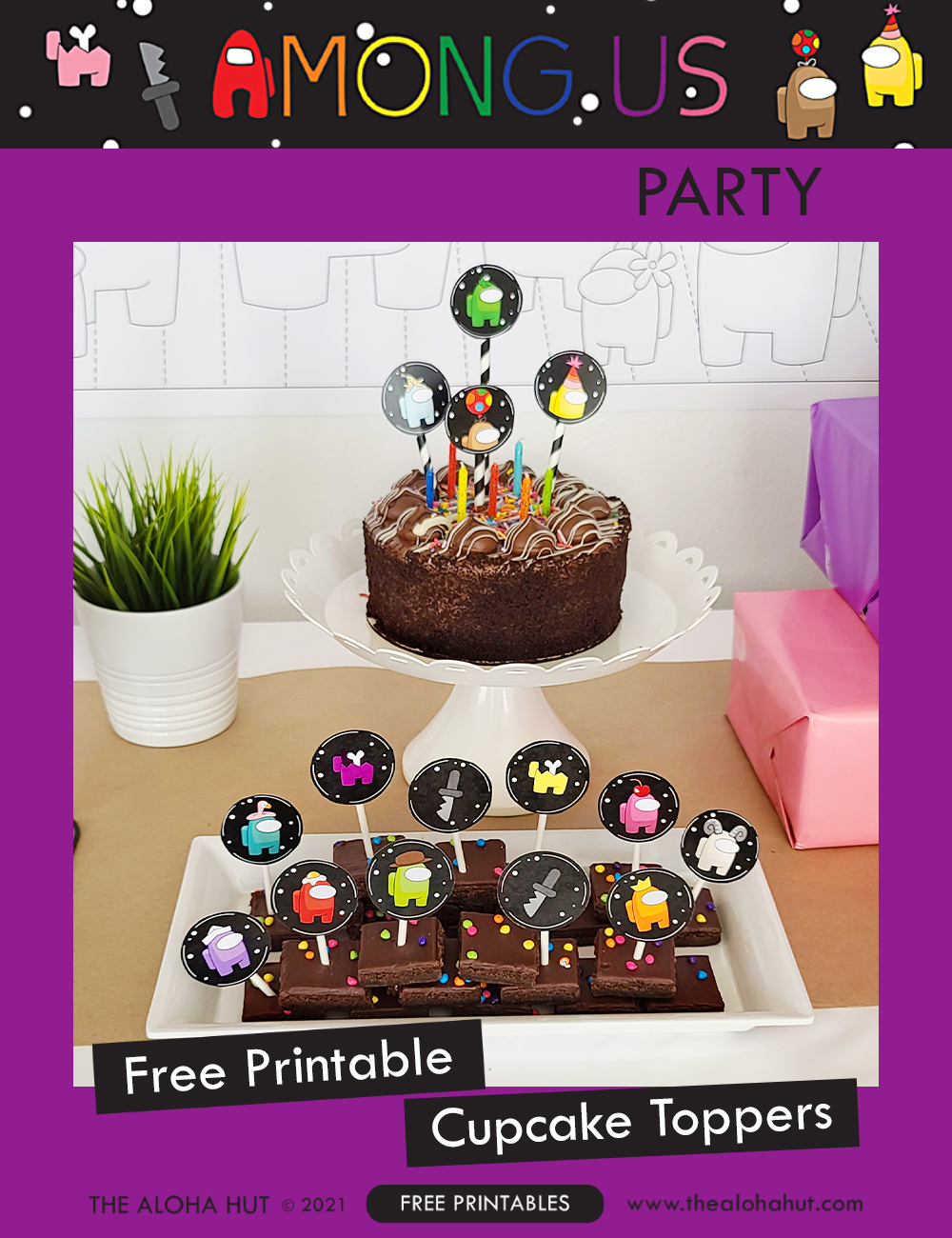 Among Us Party printable Cupcake Toppers by the Aloha Hut