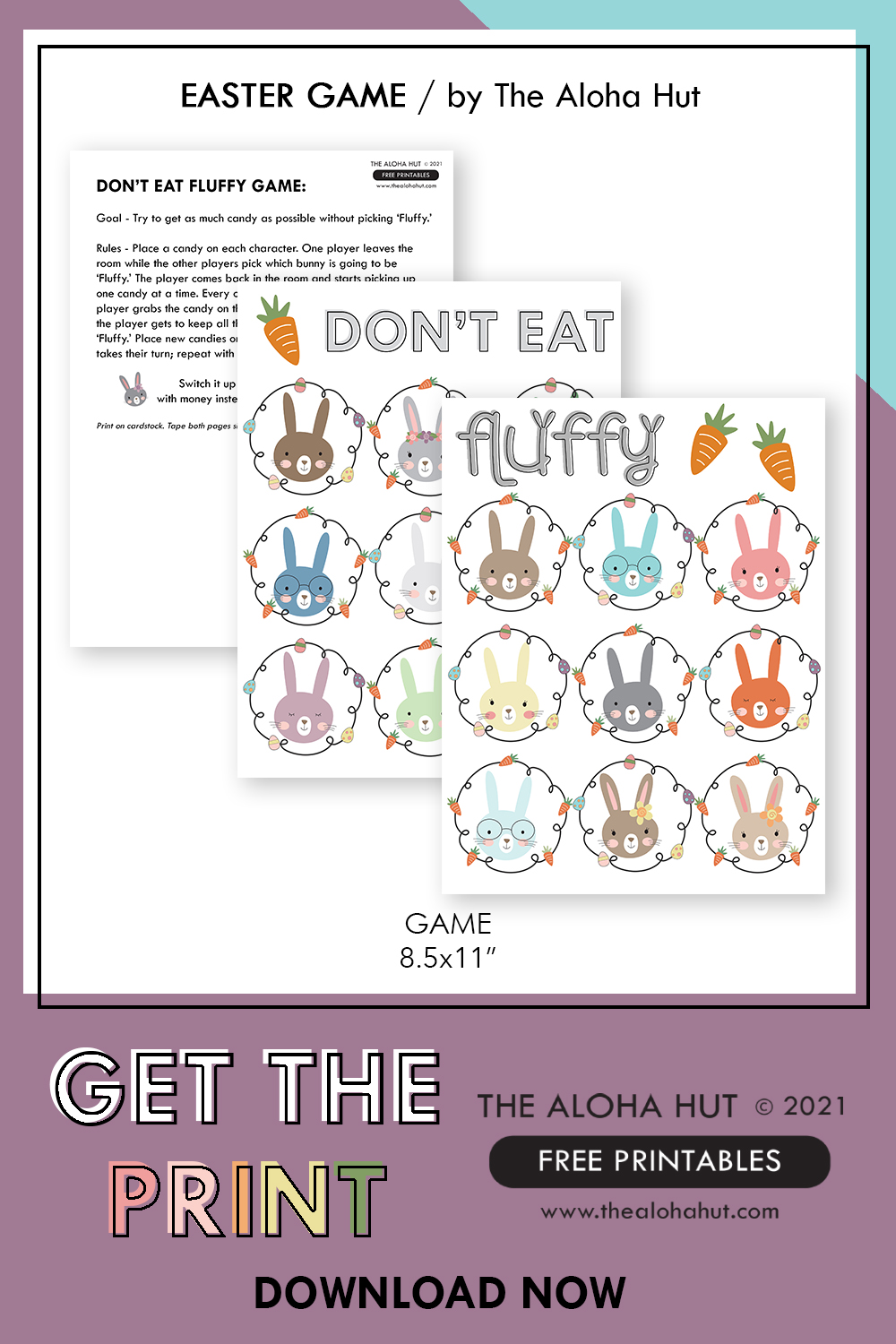 Don't Eat Fluffy free printable Easter Game download by the Aloha Hut
