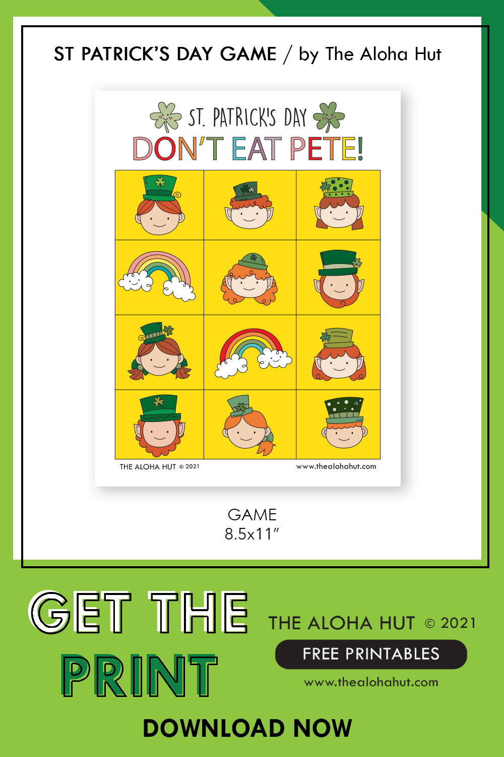 Free Printable St Patrick's Game Don't Eat Pete by the Aloha Hut