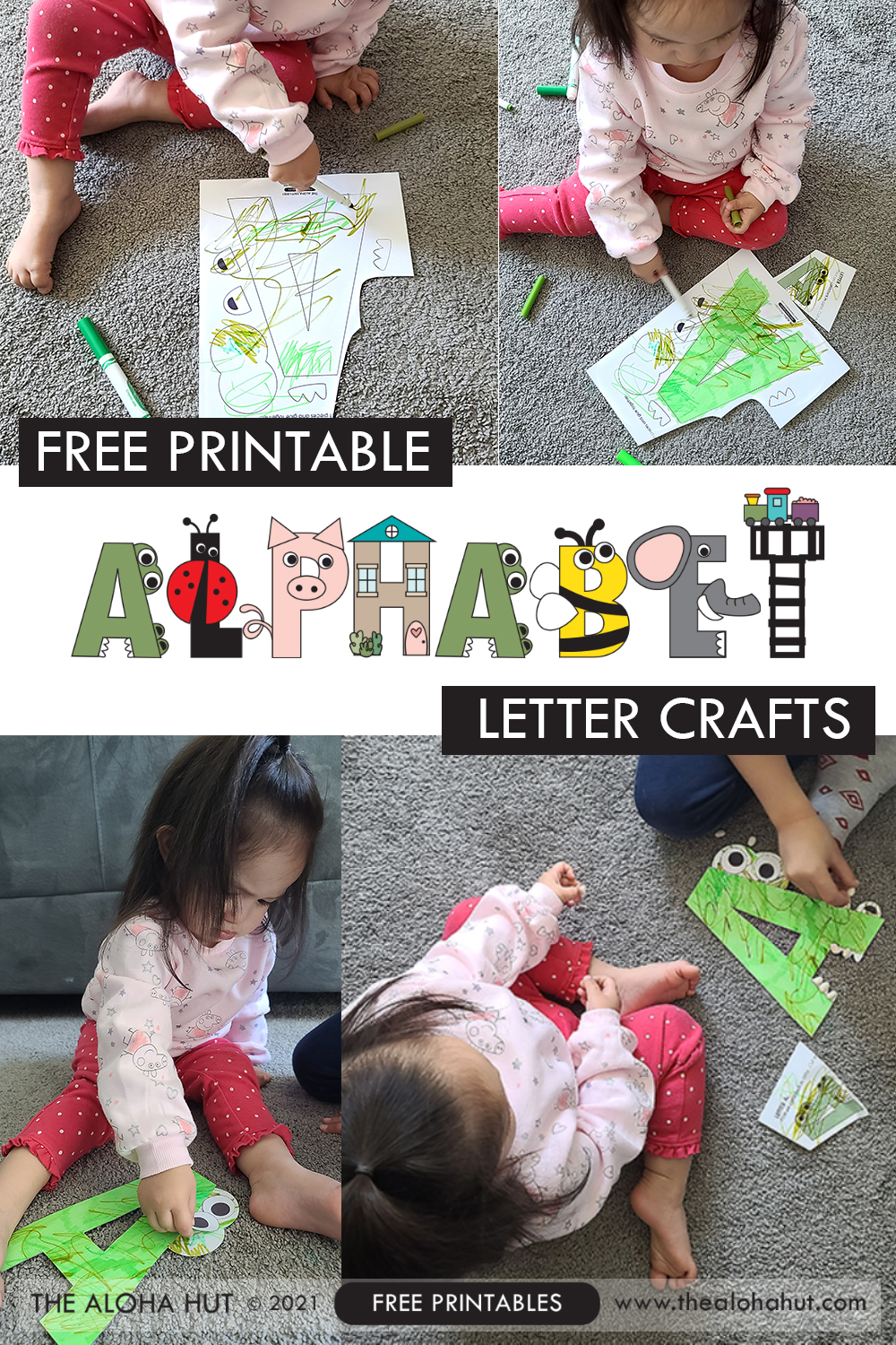 alphabet letter crafts - letter A - free printable 2 by the Aloha Hut