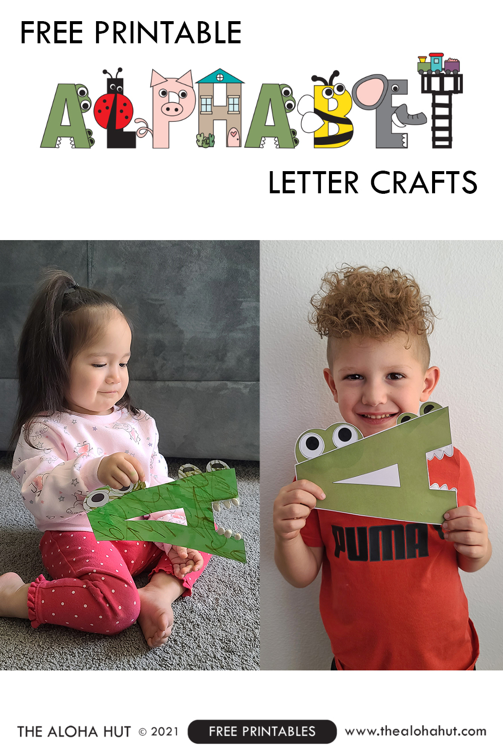 alphabet letter crafts - letter A - free printable 3 by the Aloha Hut