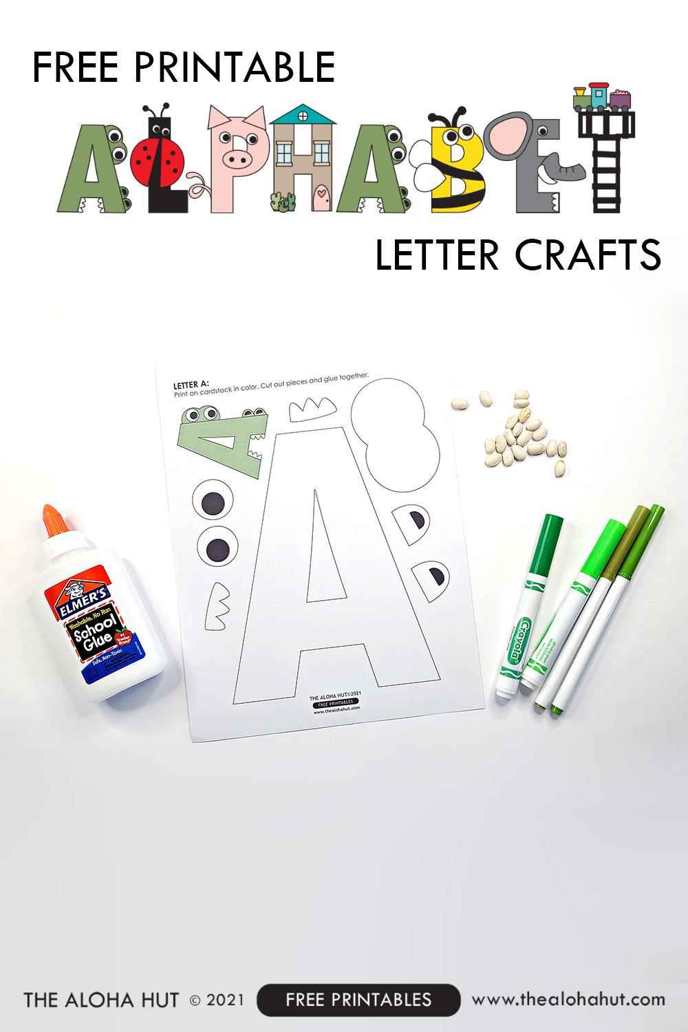 Alphabet Letter Crafts for Toddlers and PreK - LETTER A - Free Printable -  The Aloha Hut