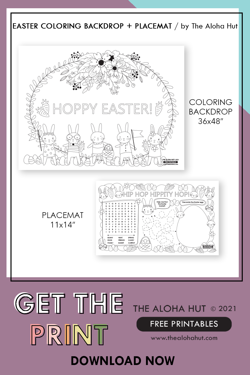 free printable Easter Backdrop + Placemat by the Aloha Hut