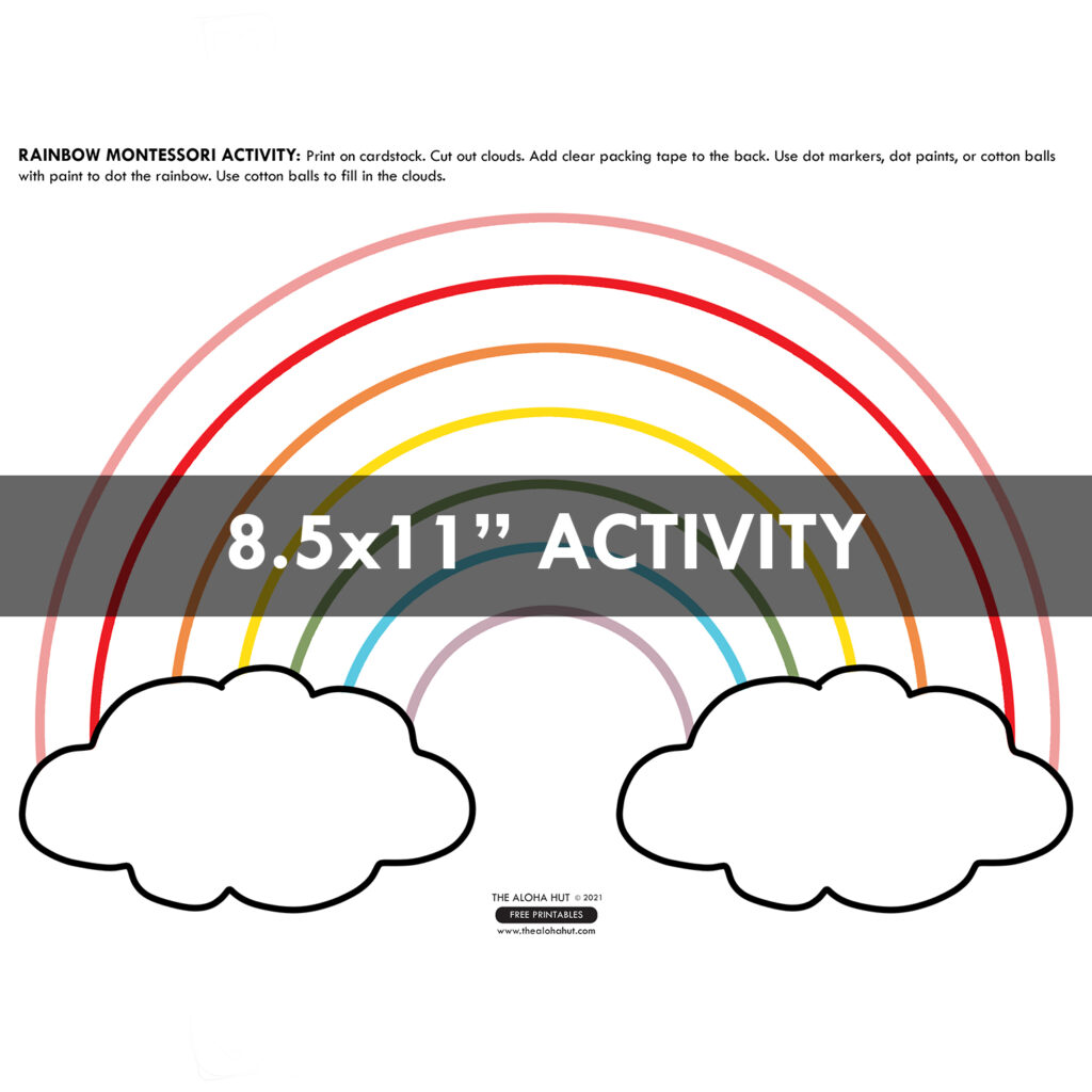 Rainbow Dot + Sticky Cloud free printable Montessori Activity by the Aloha Hut