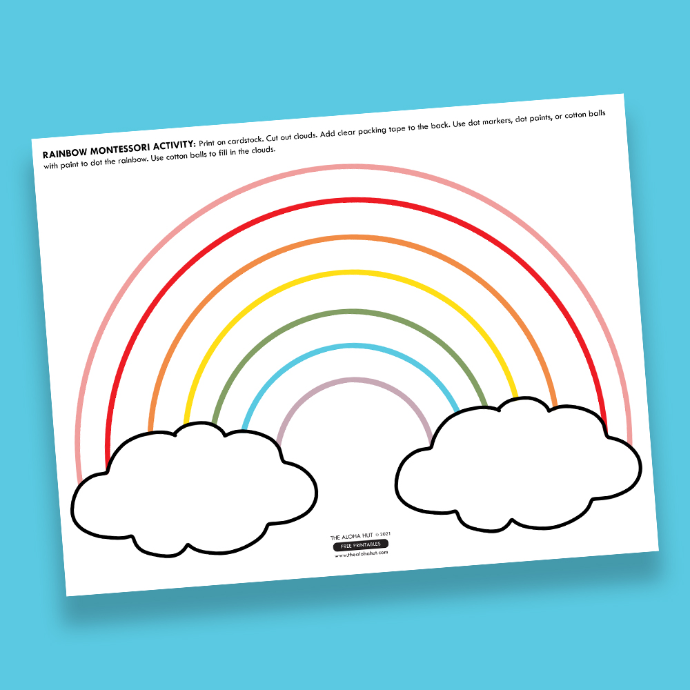 rainbow dot sticky cloud free printable montessori activity for toddlers the aloha hut