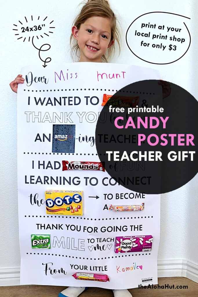 candy poster teacher appreciation gift by the Aloha Hut
