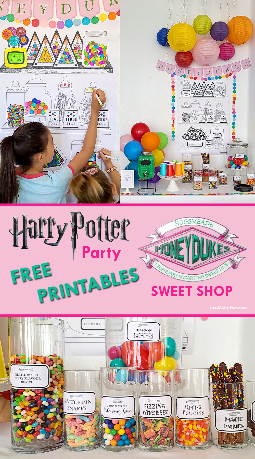 harry potter party honeydukes free printables by the Aloha Hut