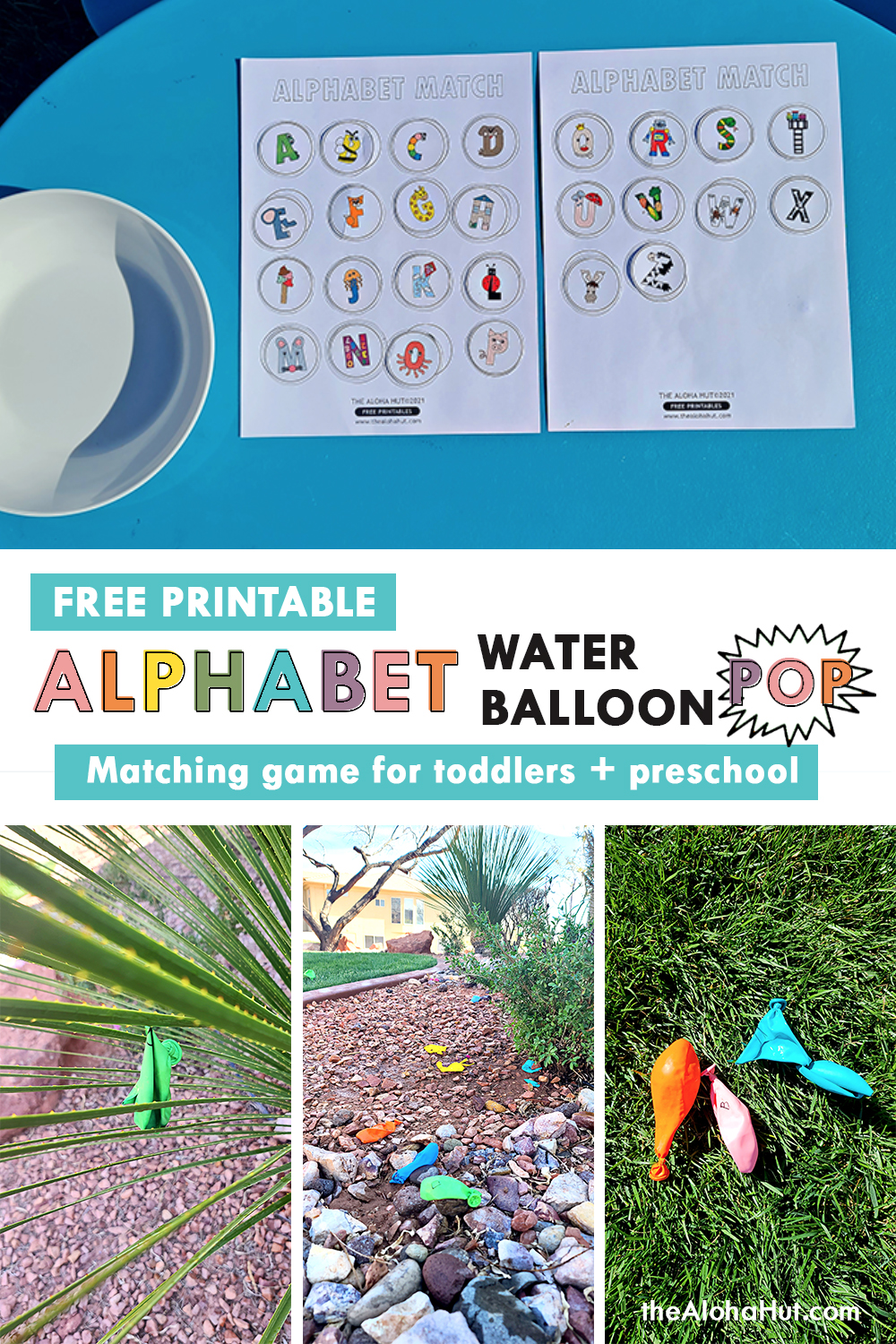 alphabet water balloon pop game by the Aloha Hut