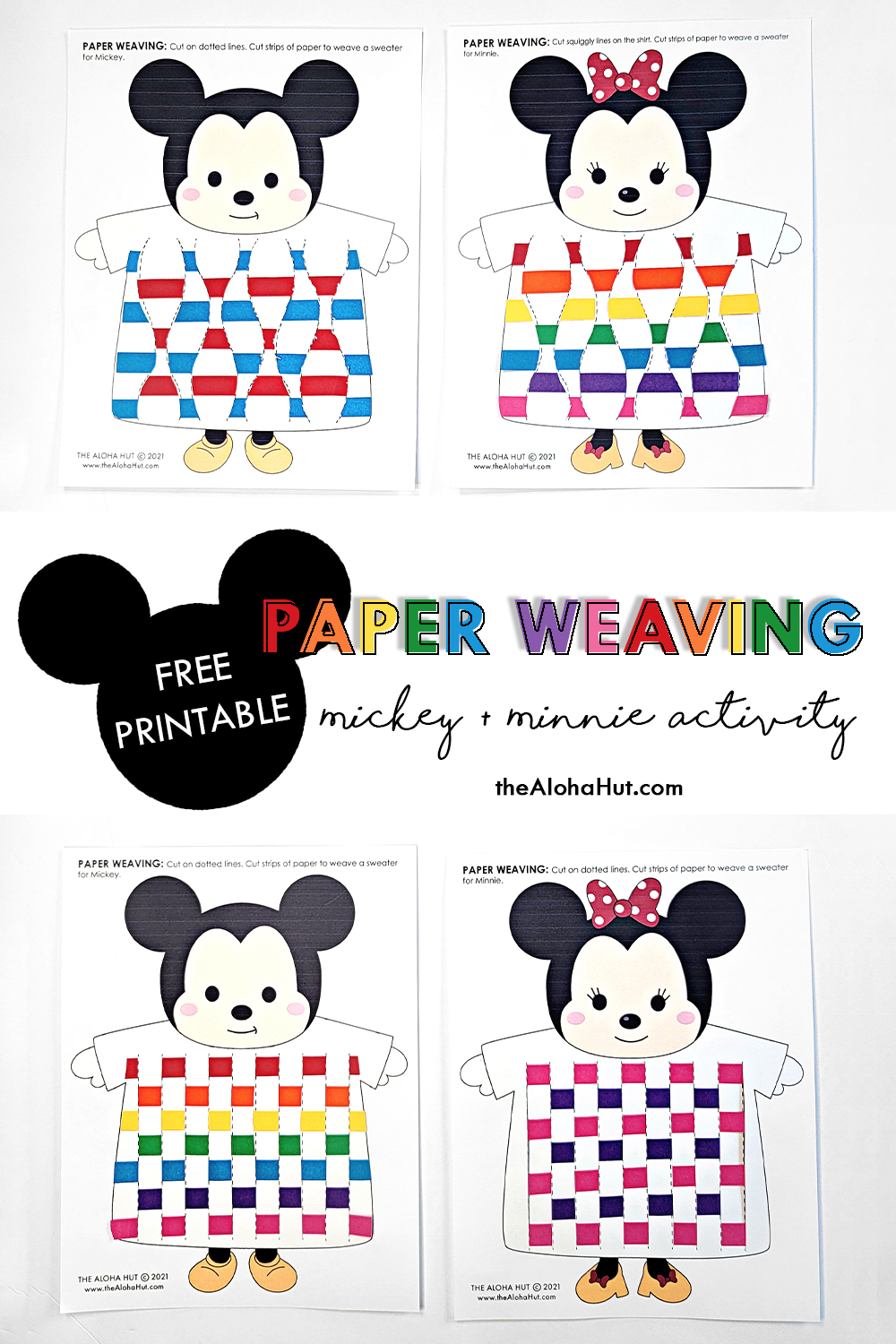 disney mickey + minnie paper weaving activity