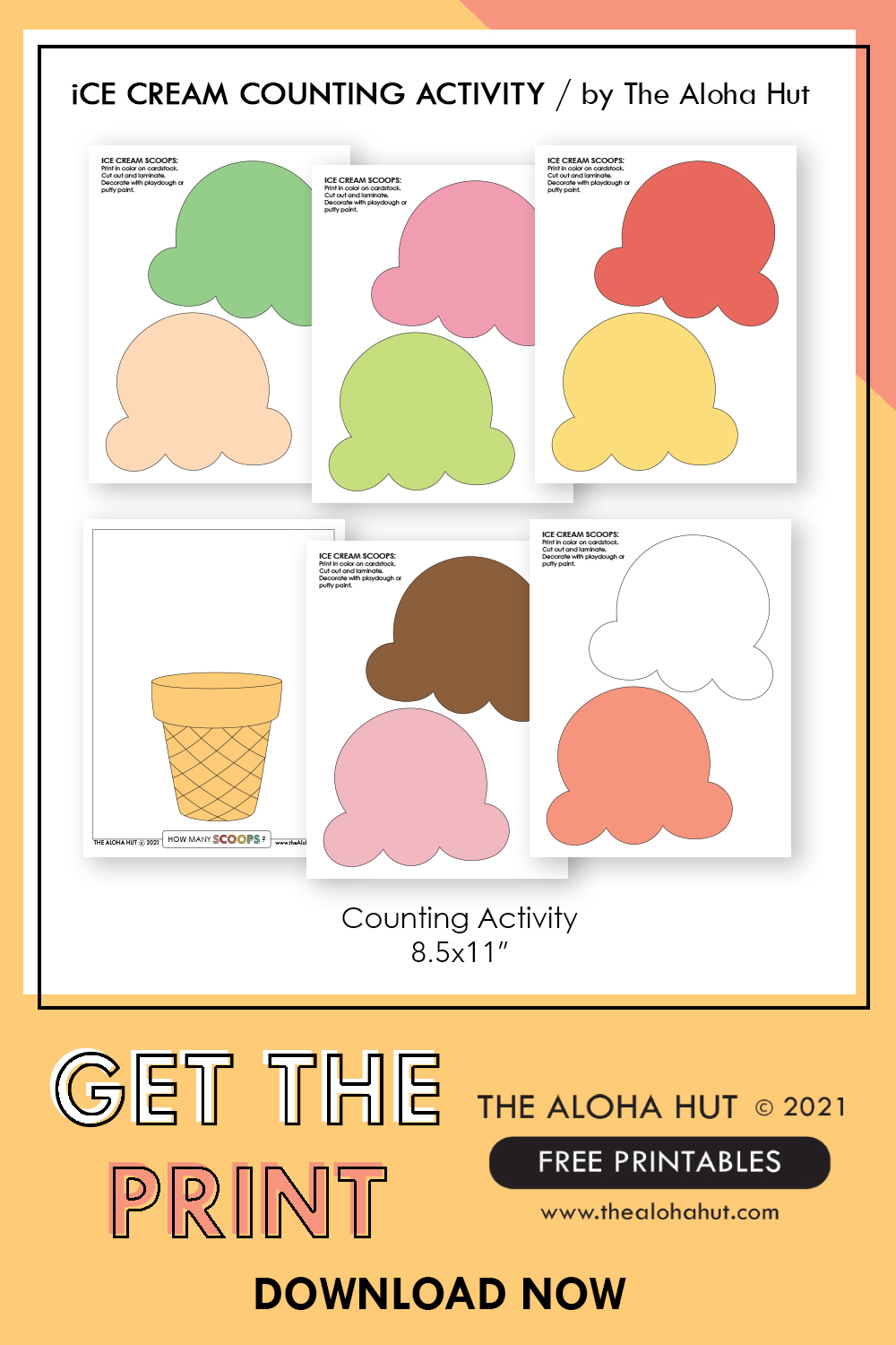 ice cream counting activity by the Aloha Hut
