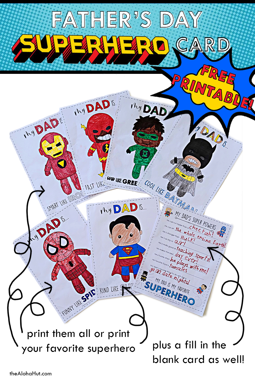 father's day superhero cards