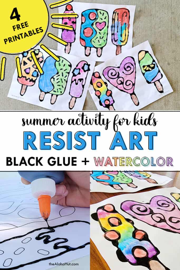 Resist Art for Kids - Black Glue + Watercolor - The Aloha Hut