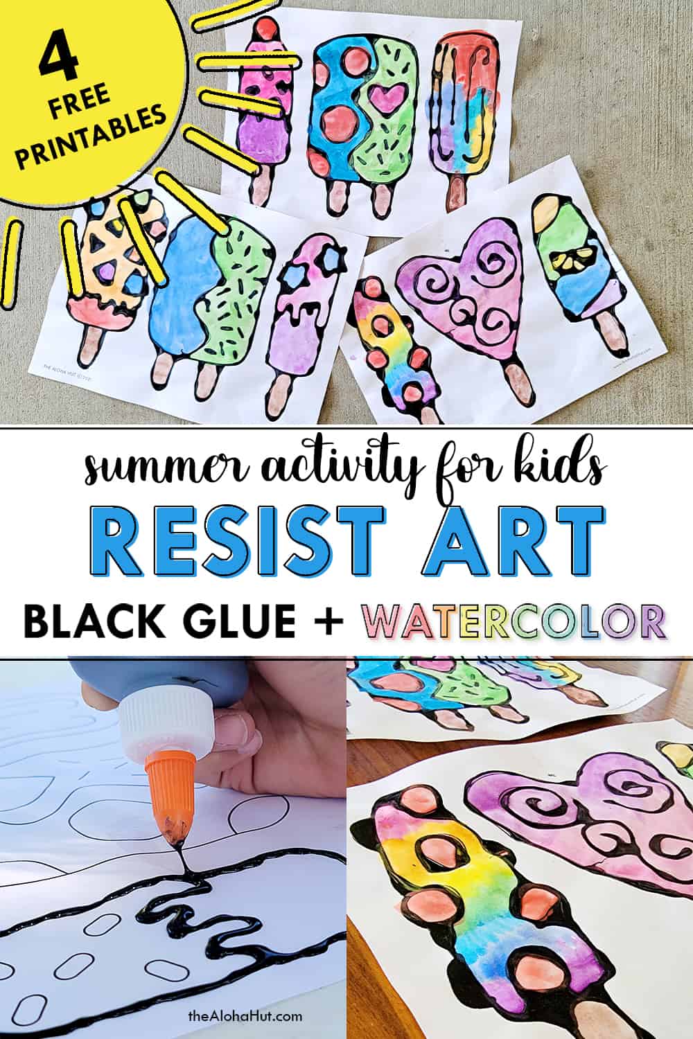 black glue resist art popsicles