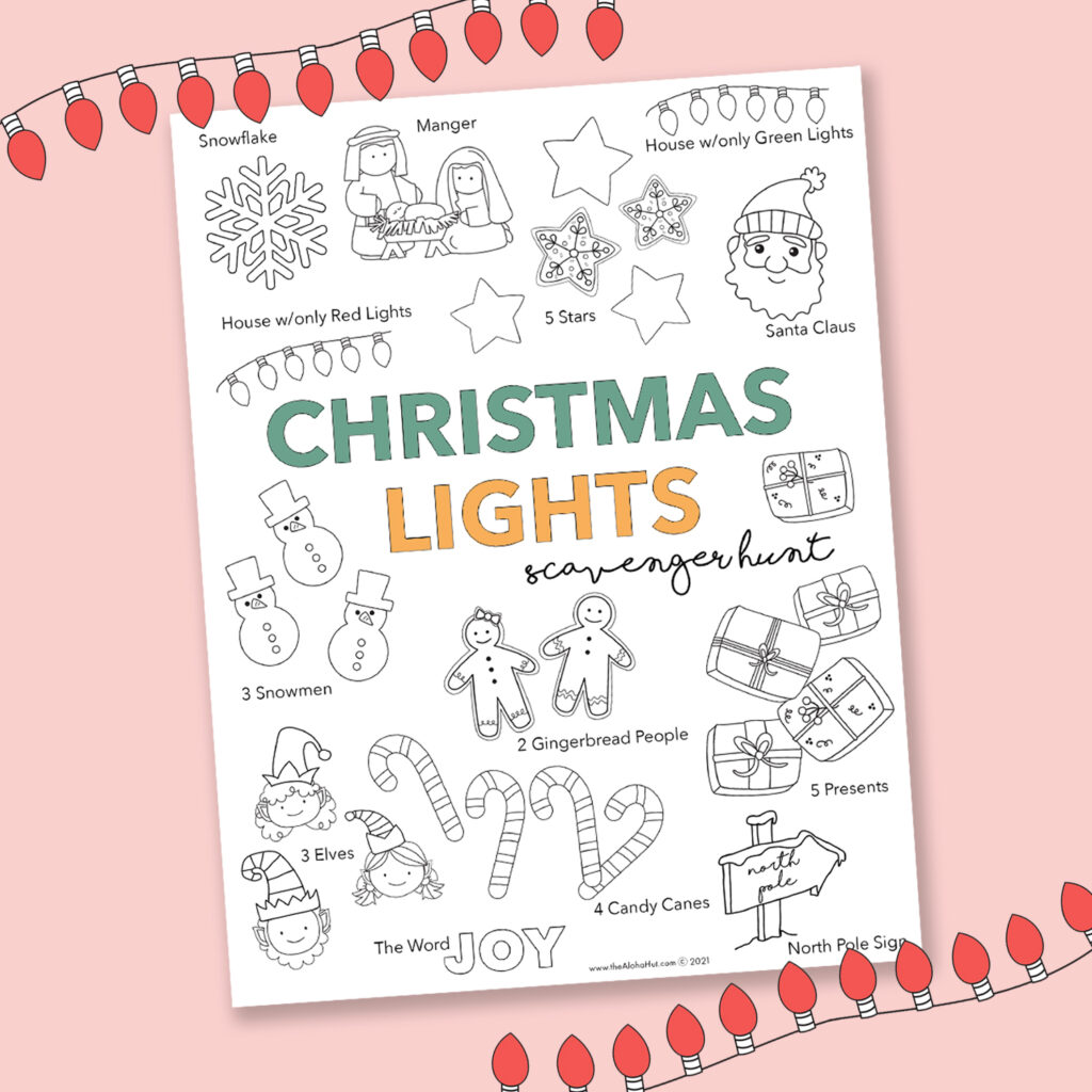 Christmas Lights Scavenger Hunt coloring page