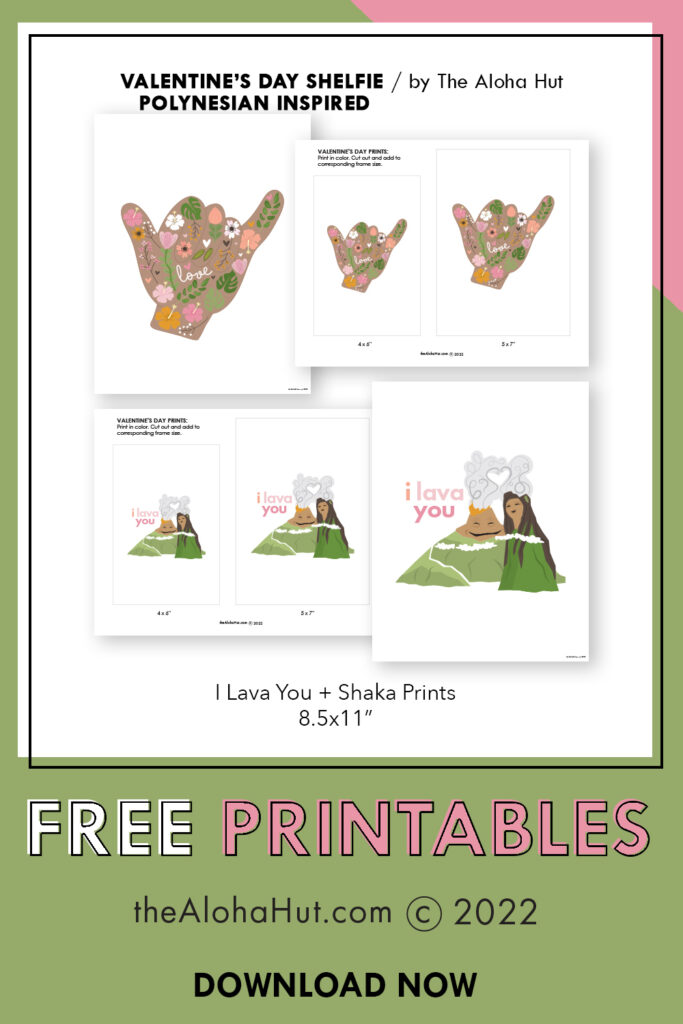 FREE Valentine’s Day Shelfie Decor - 4 Free Polynesian Inspired Prints