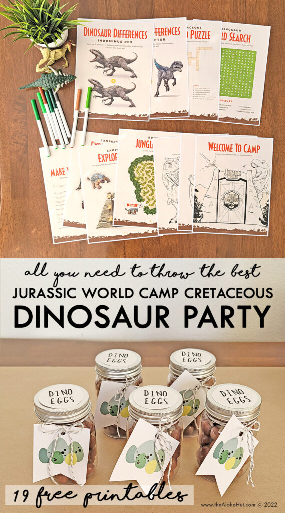 Dinosaur Jurassic World Camp Cretaceous Free Party Printables
