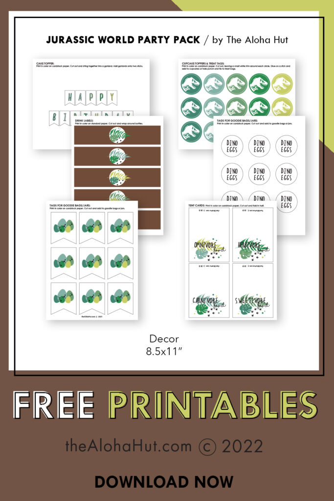 Dinosaur Jurassic World Camp Cretaceous Free Party Printables