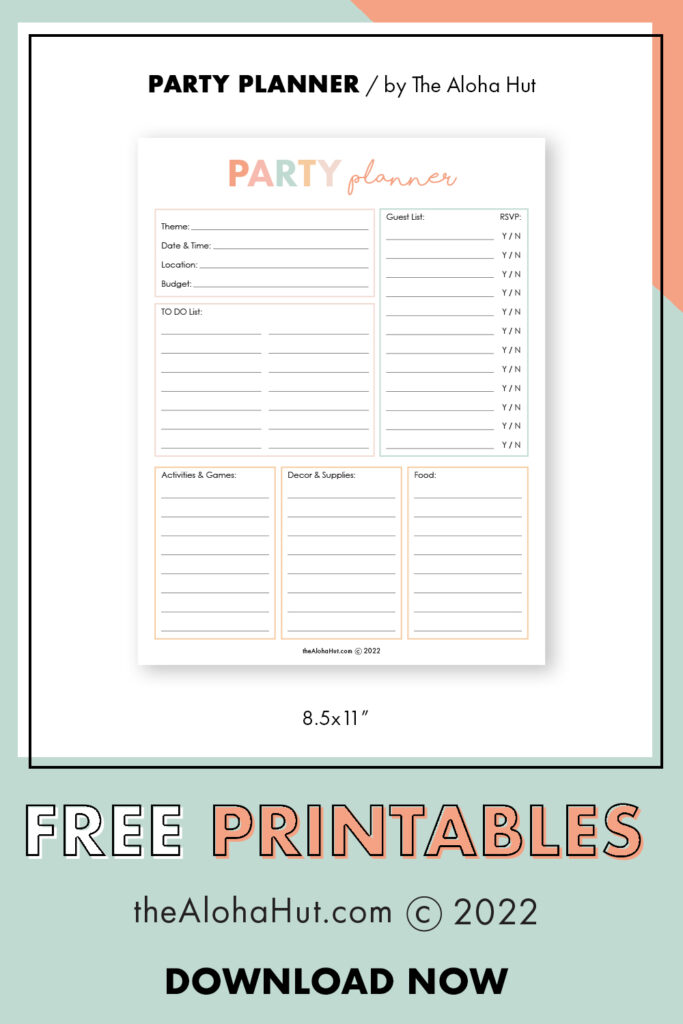 Free Printable Party Planner Digital Download