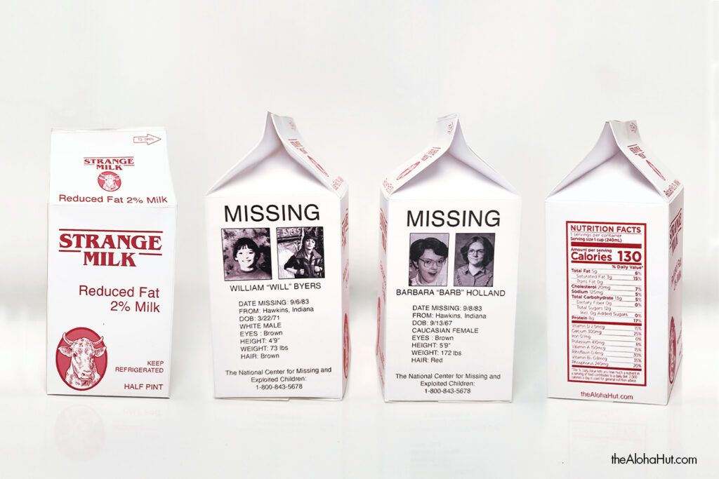 Stranger Things Party Favors-Missing Face Milk Cartons