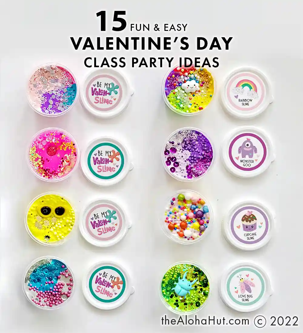Valentine's Day Classroom Party Ideas - Slime Station - Free Printable Labels