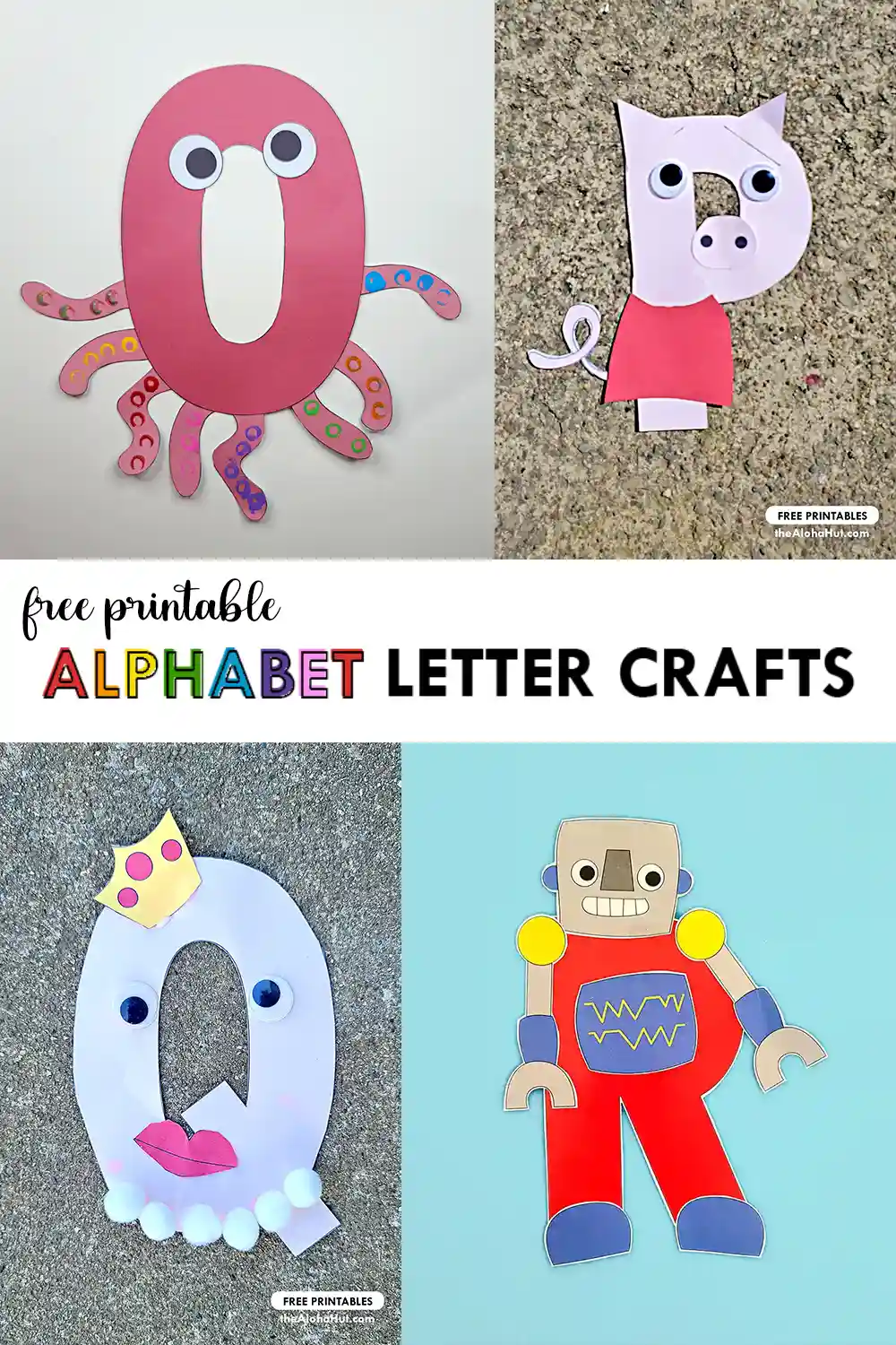 Alphabet Letter Crafts - Letter O P Q R - free printable