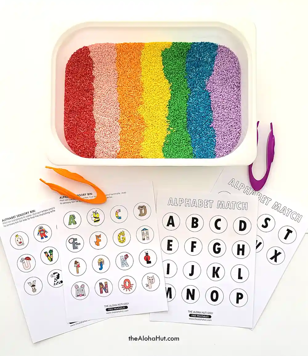 Alphabet Game - Sensory Bin - Scavenger Hunt - free printable