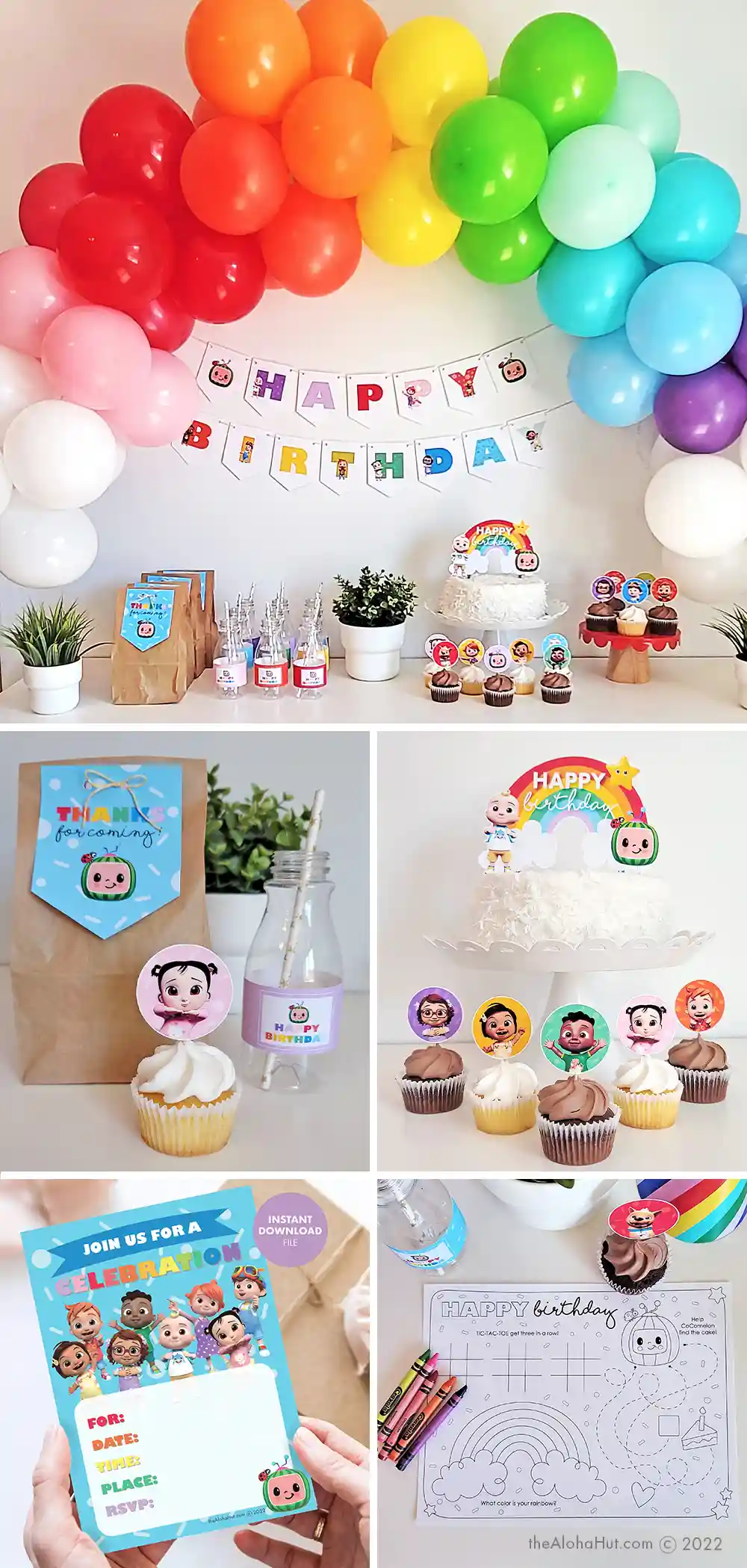 Printable Rainbow Decorations for Birthday Party Bundle 
