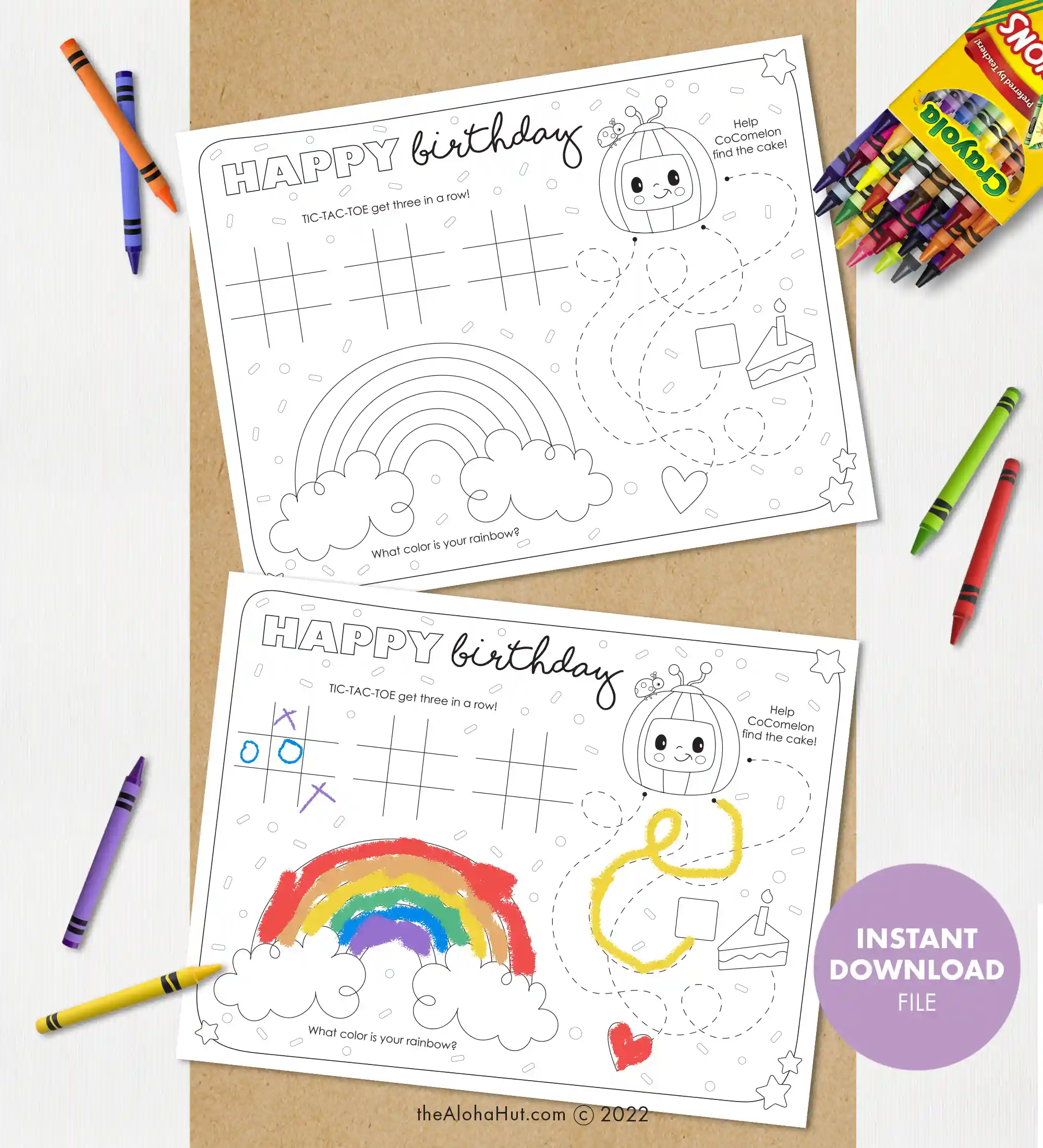 Cocomelon Birthday Party Ideas - free printable games & decor - coloring page placemat