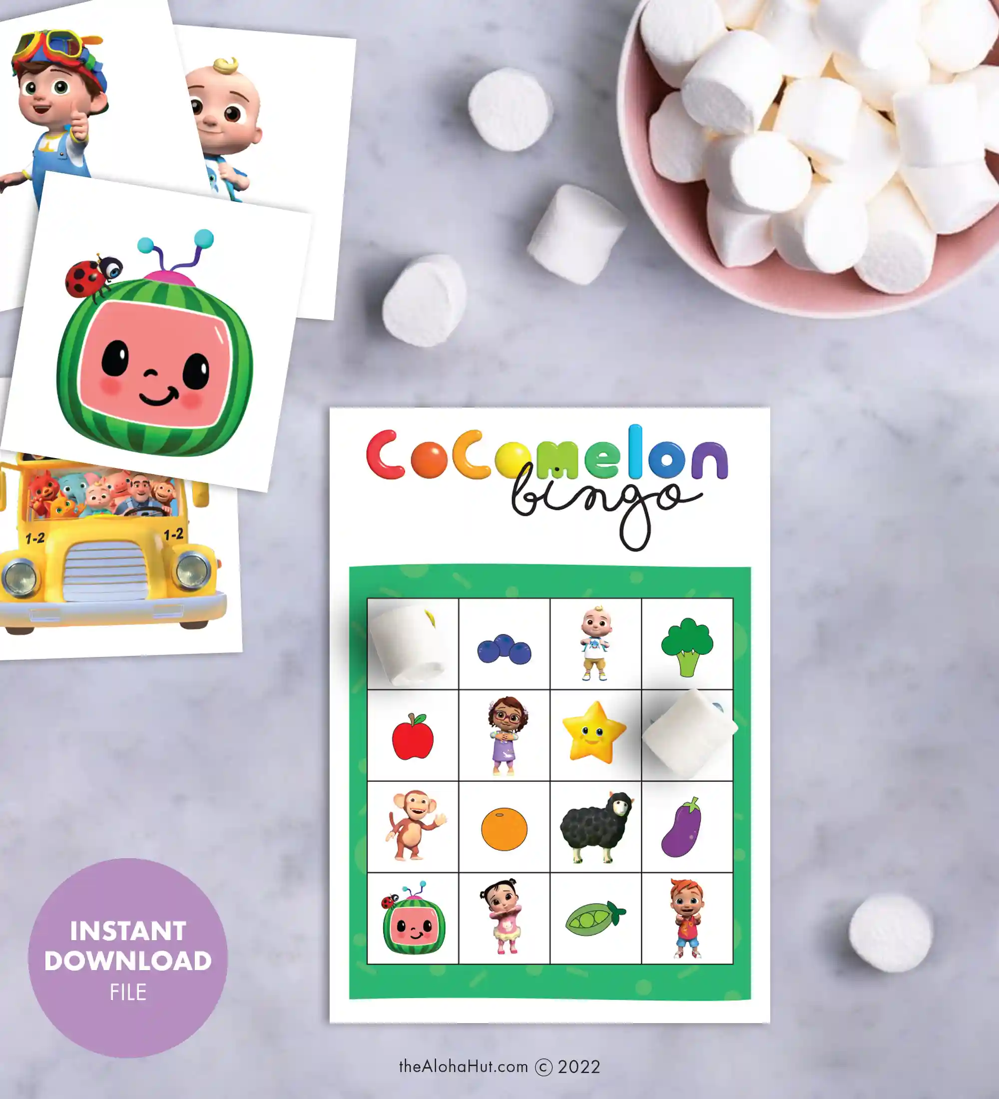 Cocomelon Birthday Party Ideas - free printable games & decor - Bingo