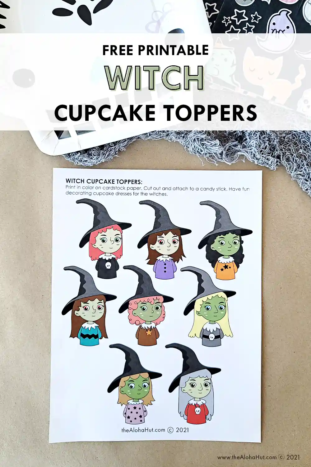 Decorate Cupcake Witch Dresses - free printable - Halloween Party Ideas