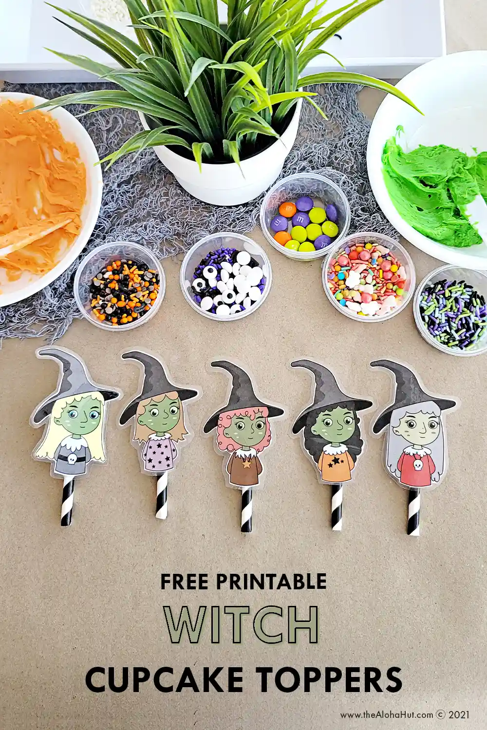 Decorate Cupcake Witch Dresses - free printable - Halloween Party Ideas