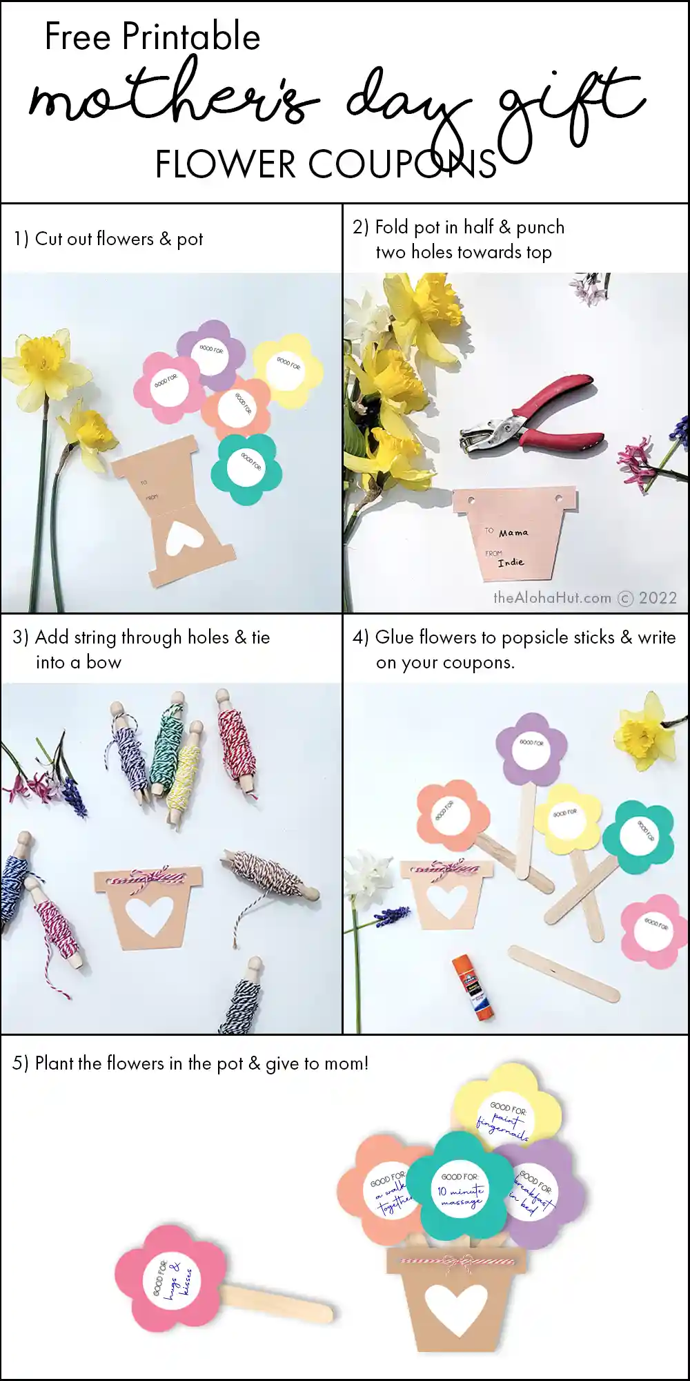 DIY Mother's Day Gift Flower Bouquet Coupons - free printable