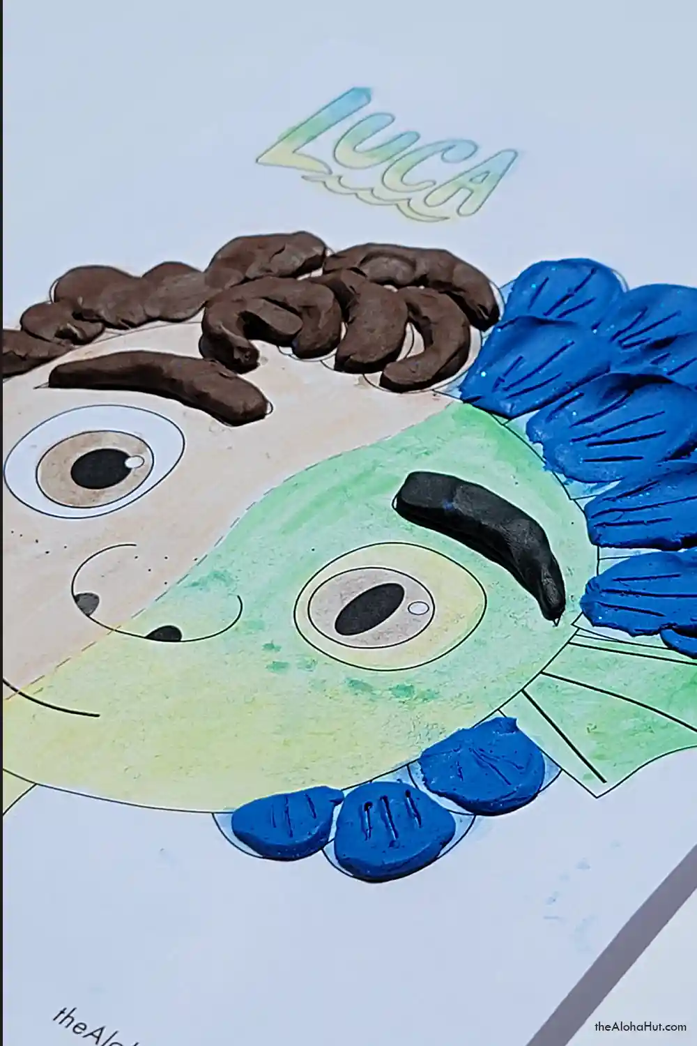 Disney Pixar LUCA Coloring Page - free printable - mixed media art - art activity for kids - modeling clay