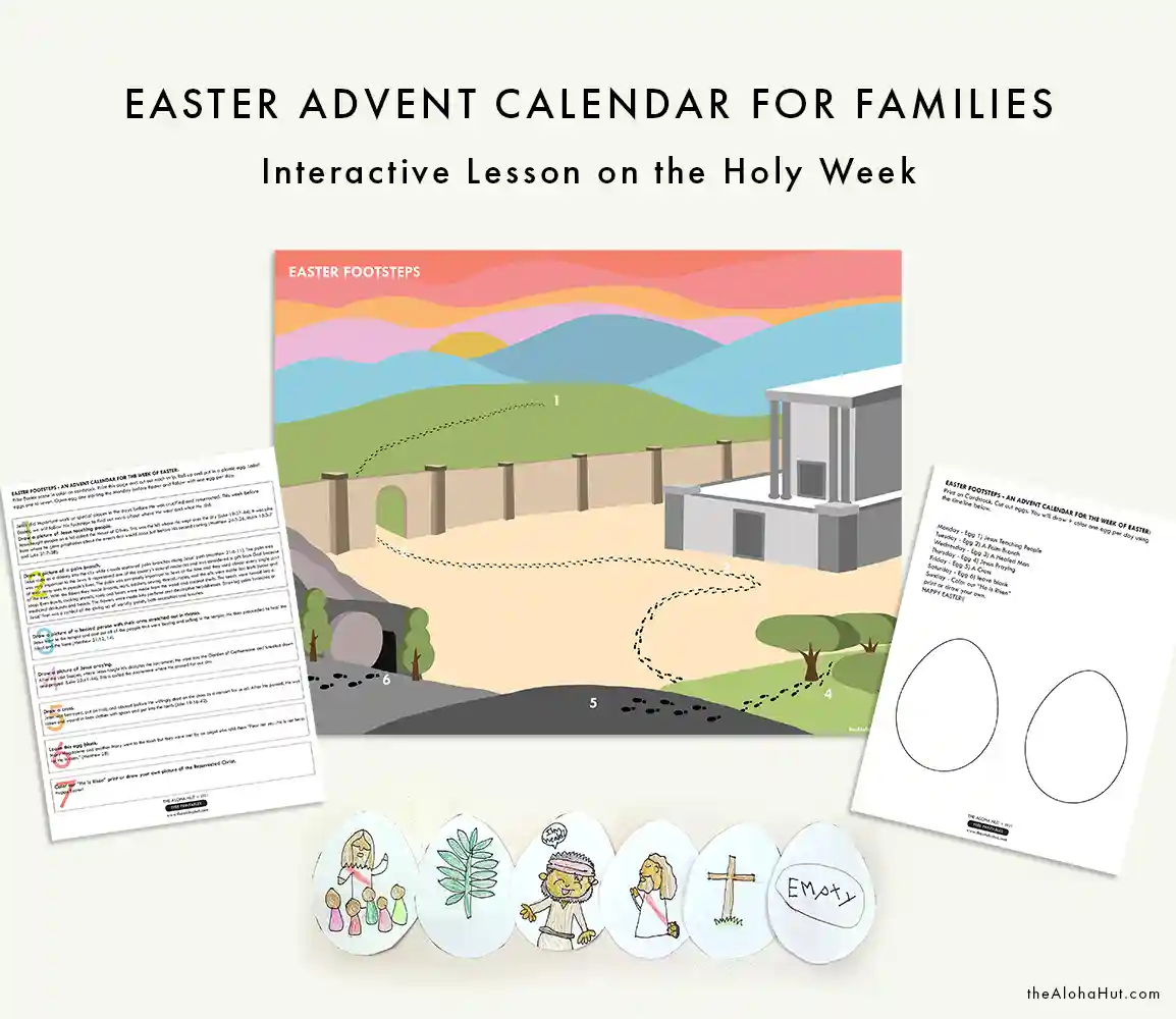 Easter Footsteps interactive Easter lesson for kids. Get the printable Easter lesson for kids to help teach about the Atonement, Crucifixion, and Resurrection of Jesus Christ this Easter season. These printable Easter Story lesson helps are great to teach kids about the true meaning of Easter.