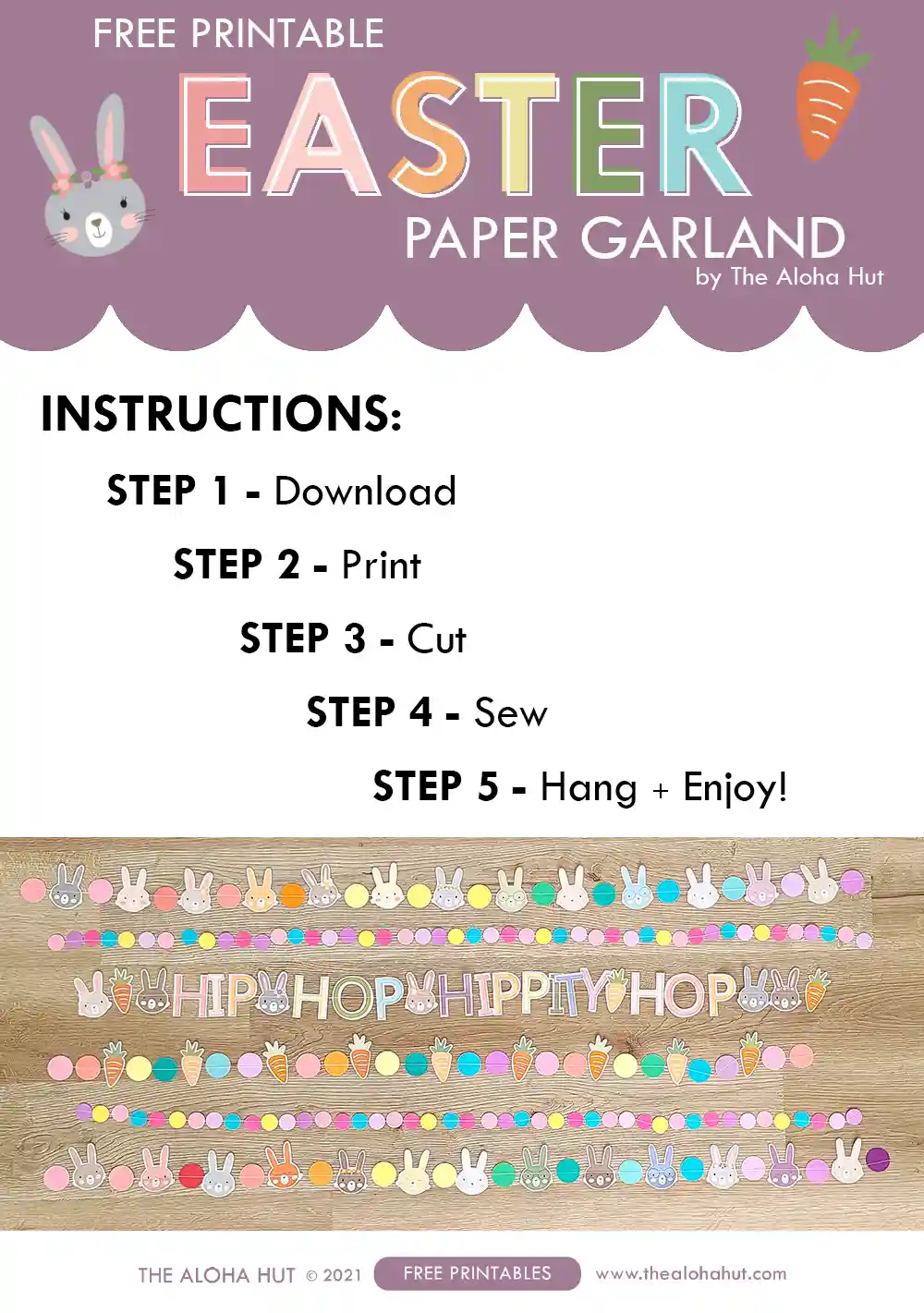 Easter garlands you can print at home to add to your Easter decoration. Perfect for an Easter party or to decorate your Easter mantel for the holiday! We love these paper garlands because they're a cheap alternative to the pricey Easter felt ball garlands. Print the garlands for a fun and easy Easter garland alternative.
