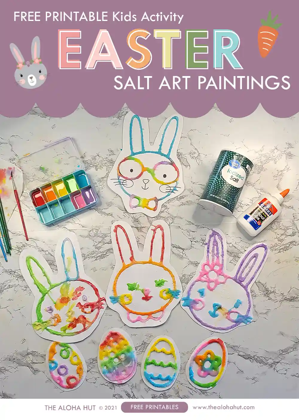 Easter Salt art kids activity and Easter coloring pages. These printable Easter activity pages are the perfect art activity for kids, preschoolers, or for an activity at an Easter party. Use them to make Easter salt art paintings or as Easter coloring pages.