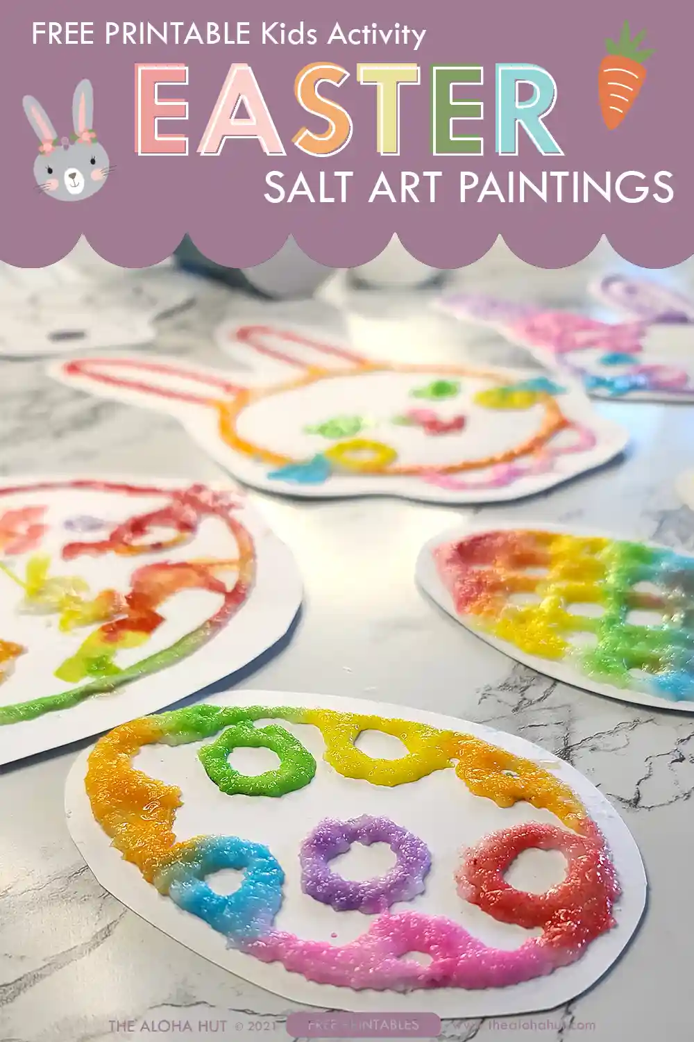 Easter Salt art kids activity and Easter coloring pages. These printable Easter activity pages are the perfect art activity for kids, preschoolers, or for an activity at an Easter party. Use them to make Easter salt art paintings or as Easter coloring pages.