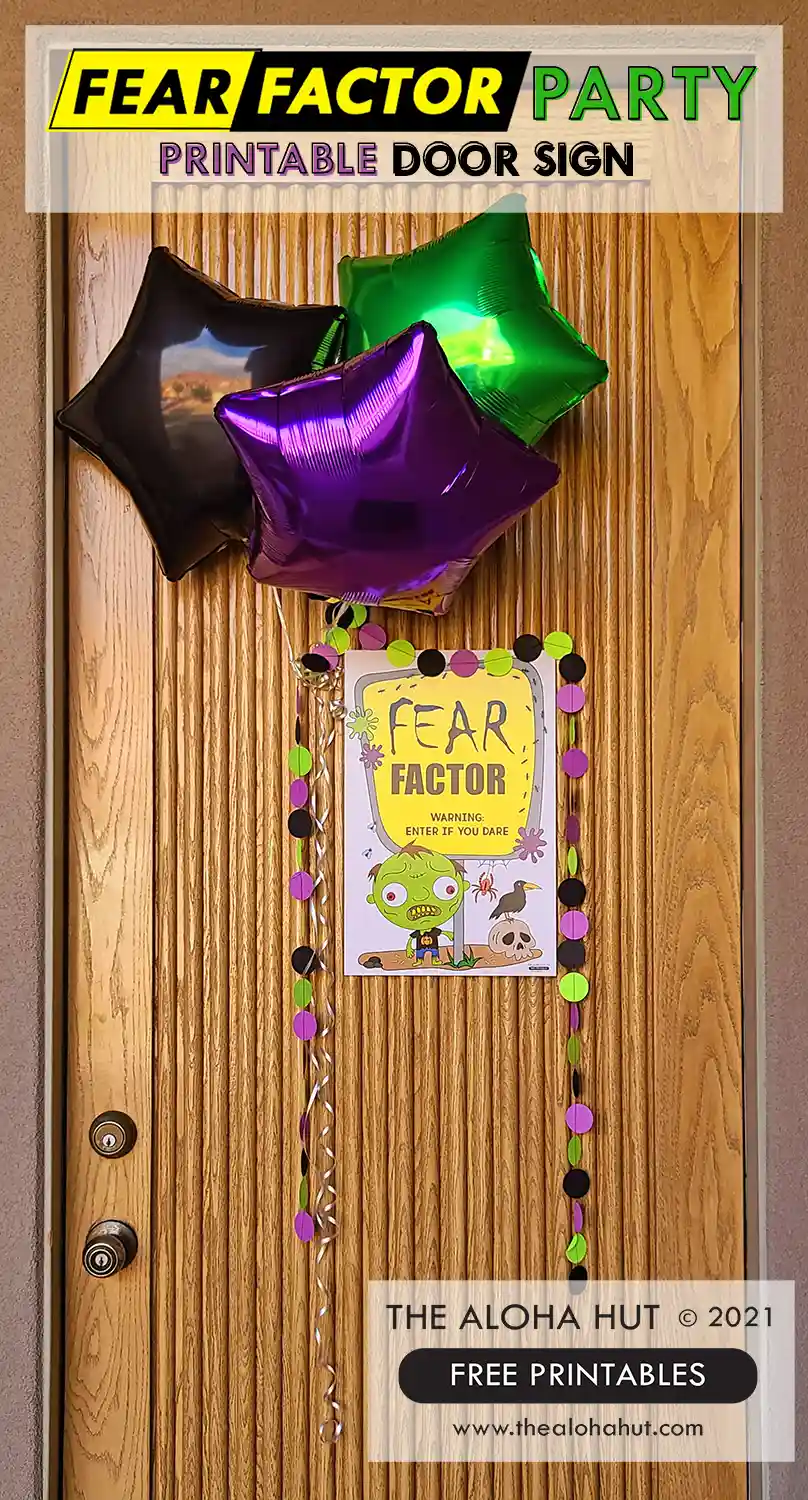 Fear Factor Party Ideas - Door Sign